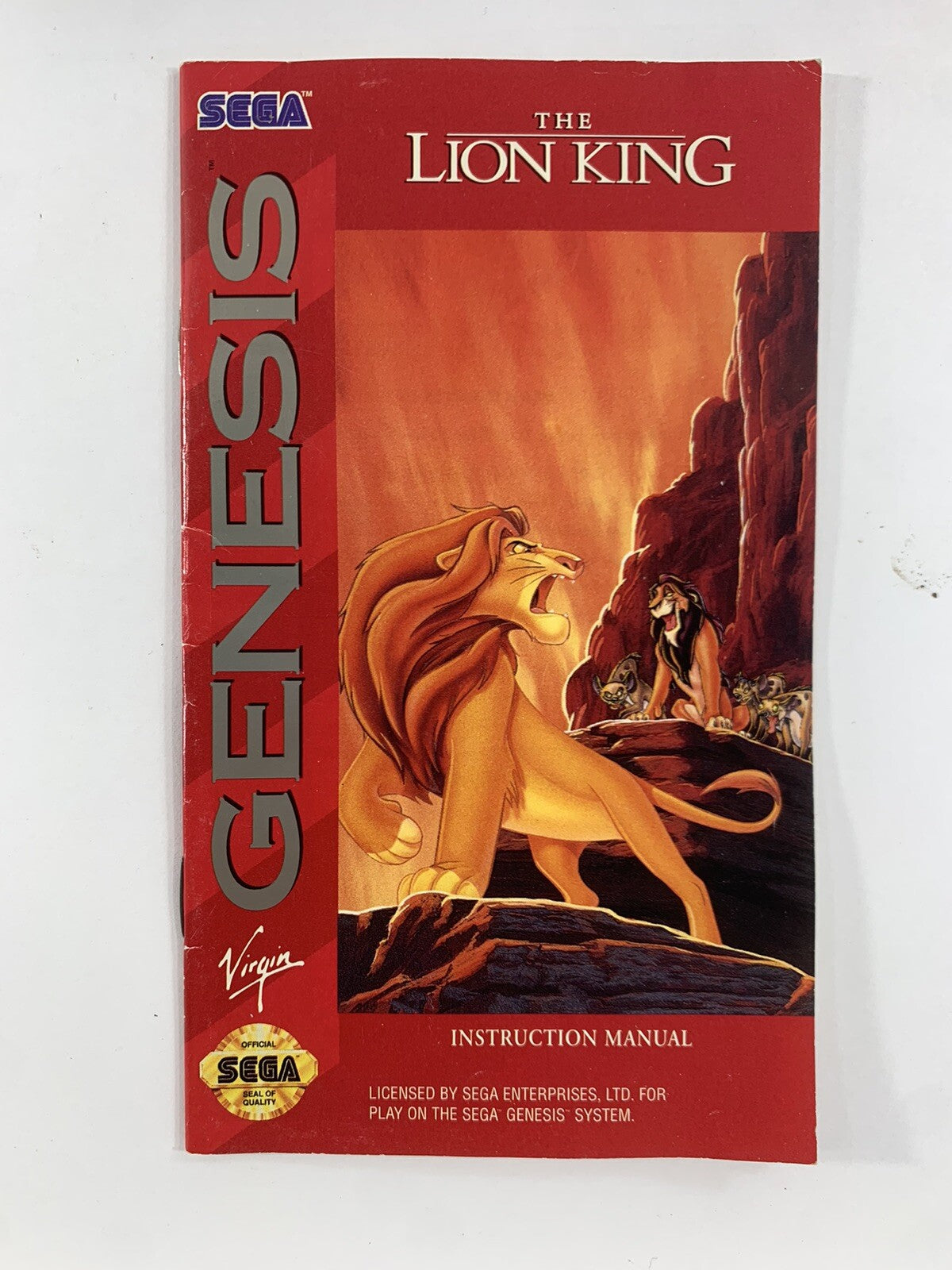 The Lion King (Sega Genesis, 1994) Game Box Manual Insert - Tested and Working
