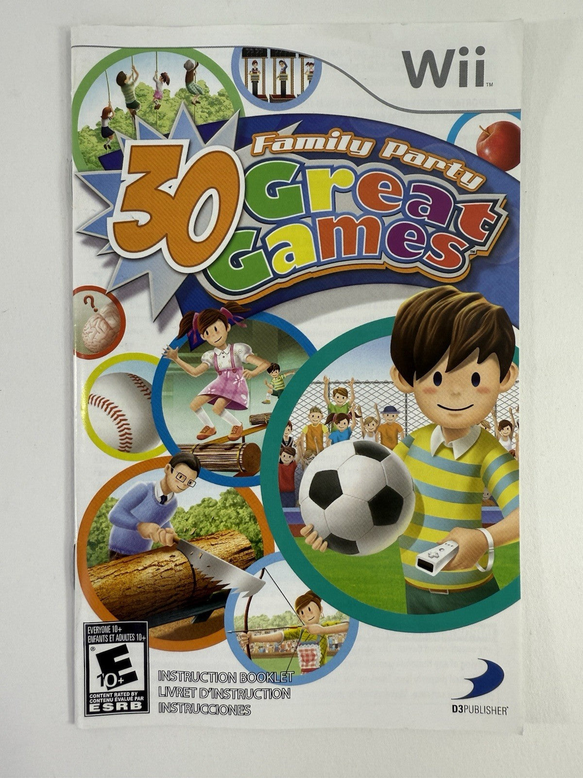 Family Party: 30 Great Games Outdoor Fun (Nintendo Wii, 2009) Game Case Manual