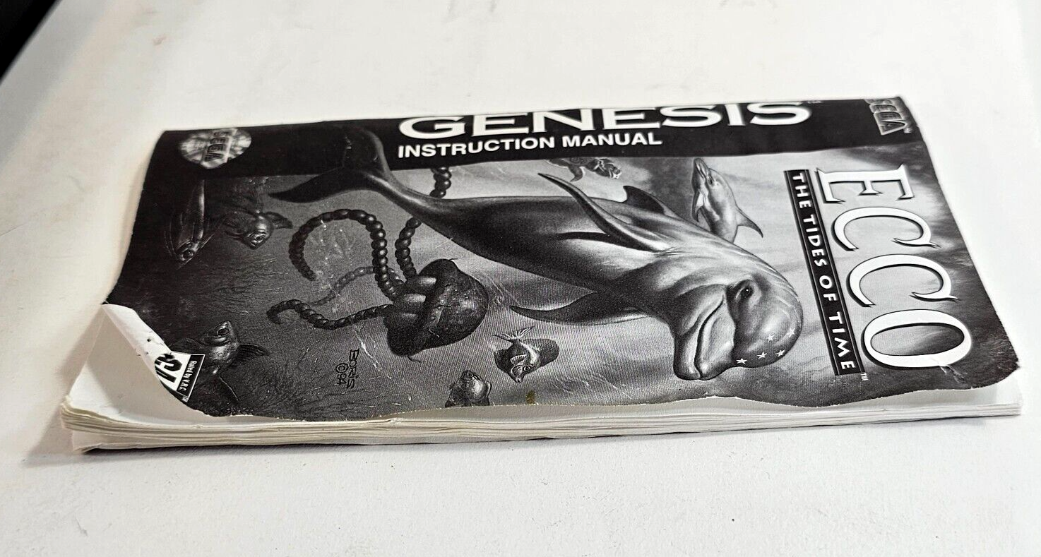 Ecco: The Tides of Time (Sega Genesis, 1994) Game Case Manual - Tested
