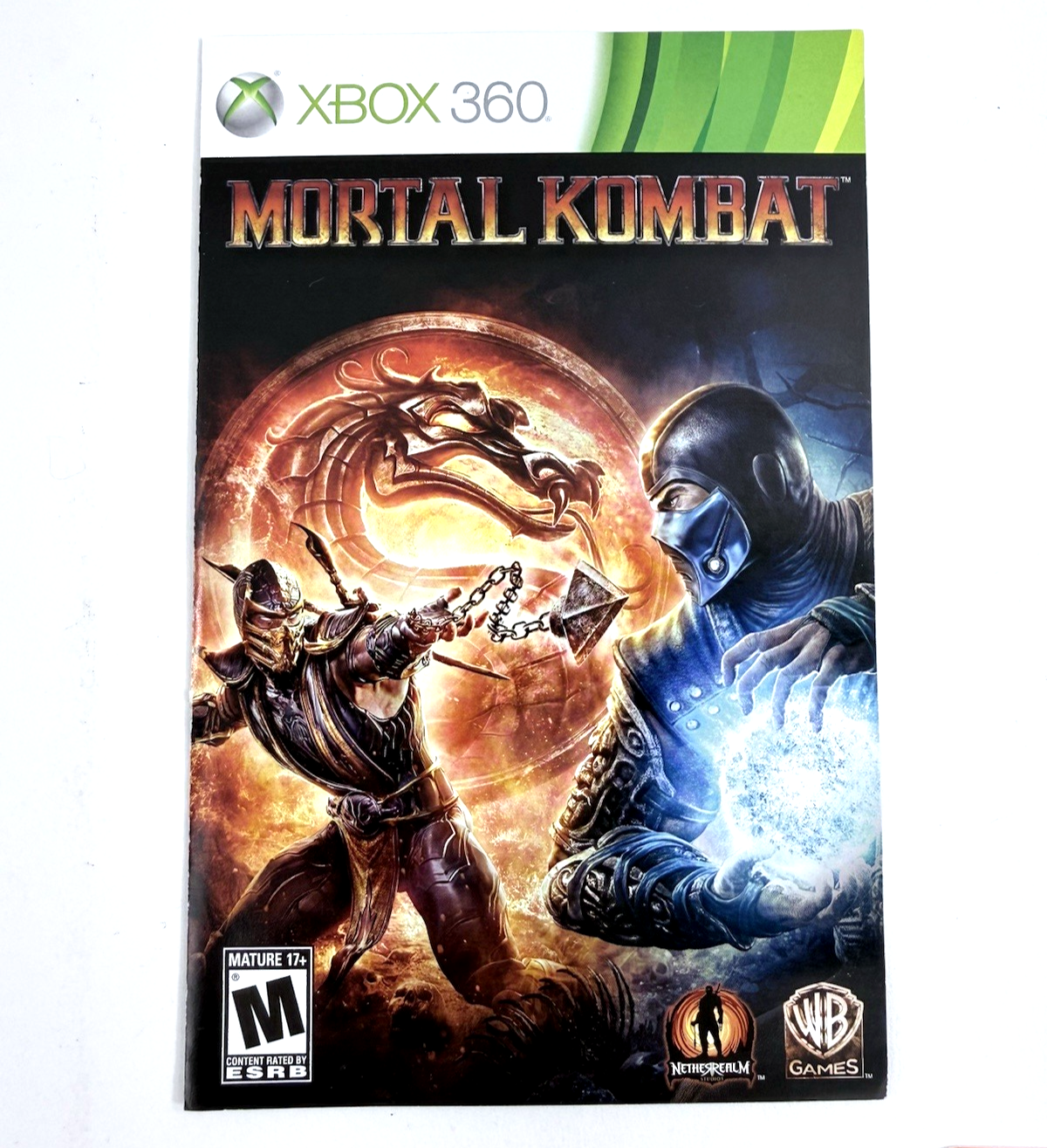 Mortal Kombat (Microsoft Xbox 360, 2010) Game Case Manual Inserts Code - Tested
