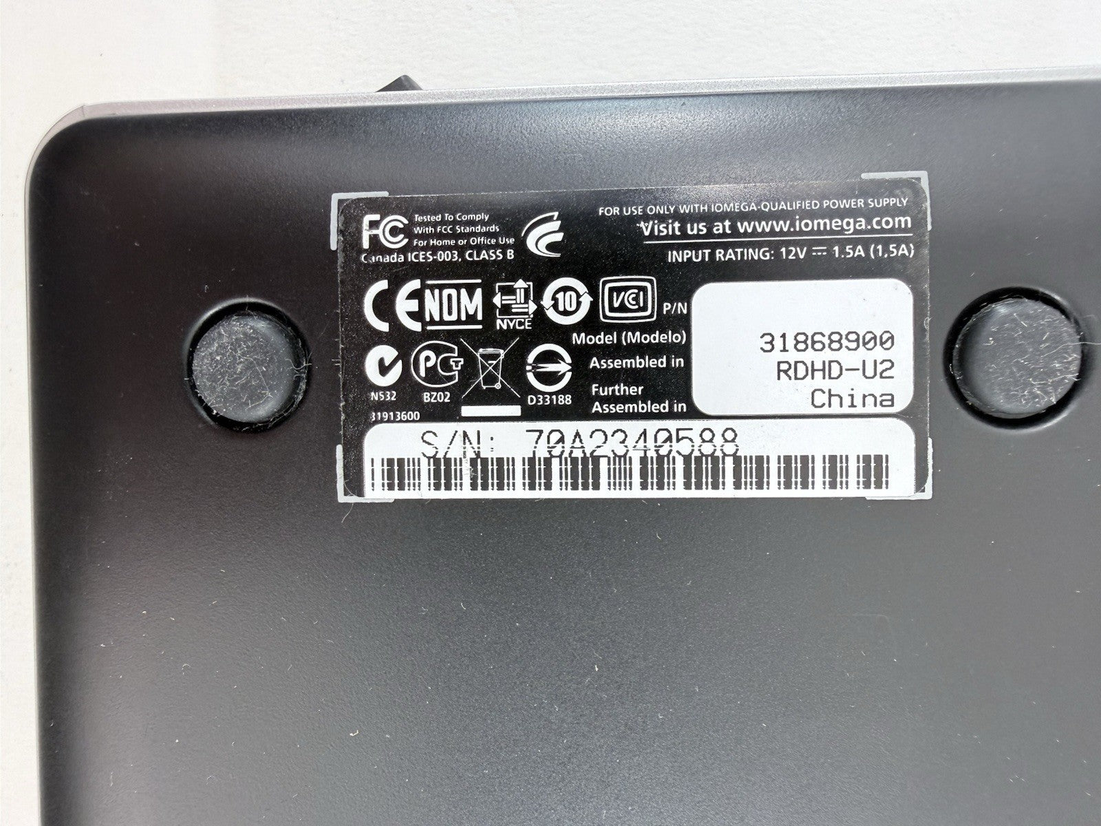 Iomega eGo 31868900 1TB USB 2.0 External Hard Drive with Power Supply - Tested