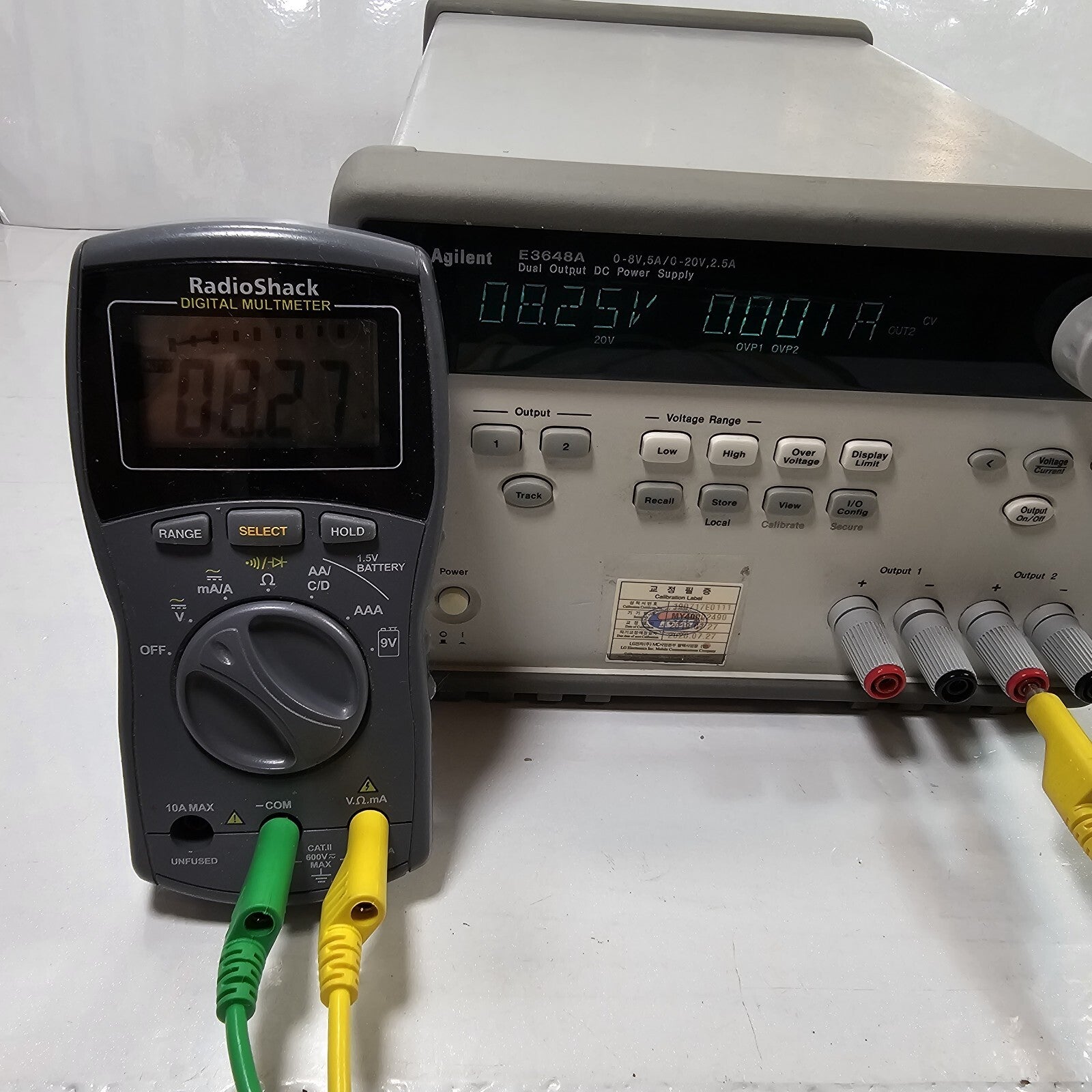 Agilent E3648A Dual Output DC Power Supply 0-8V,5A/0-20V,2.5A - Tested - 2490