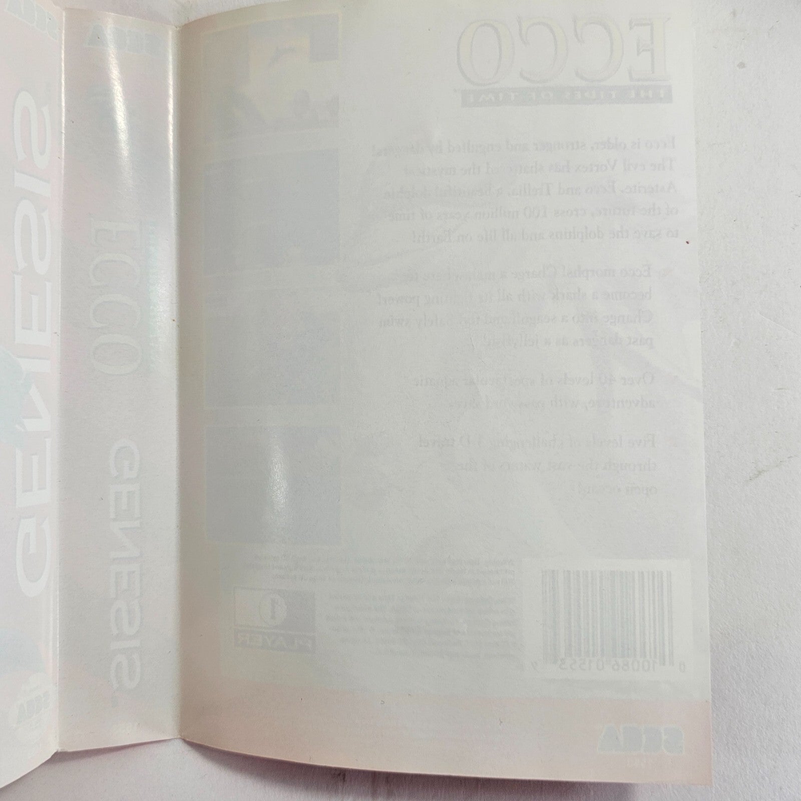 Ecco: The Tides of Time (Sega Genesis, 1994) Game Case Manual - Tested