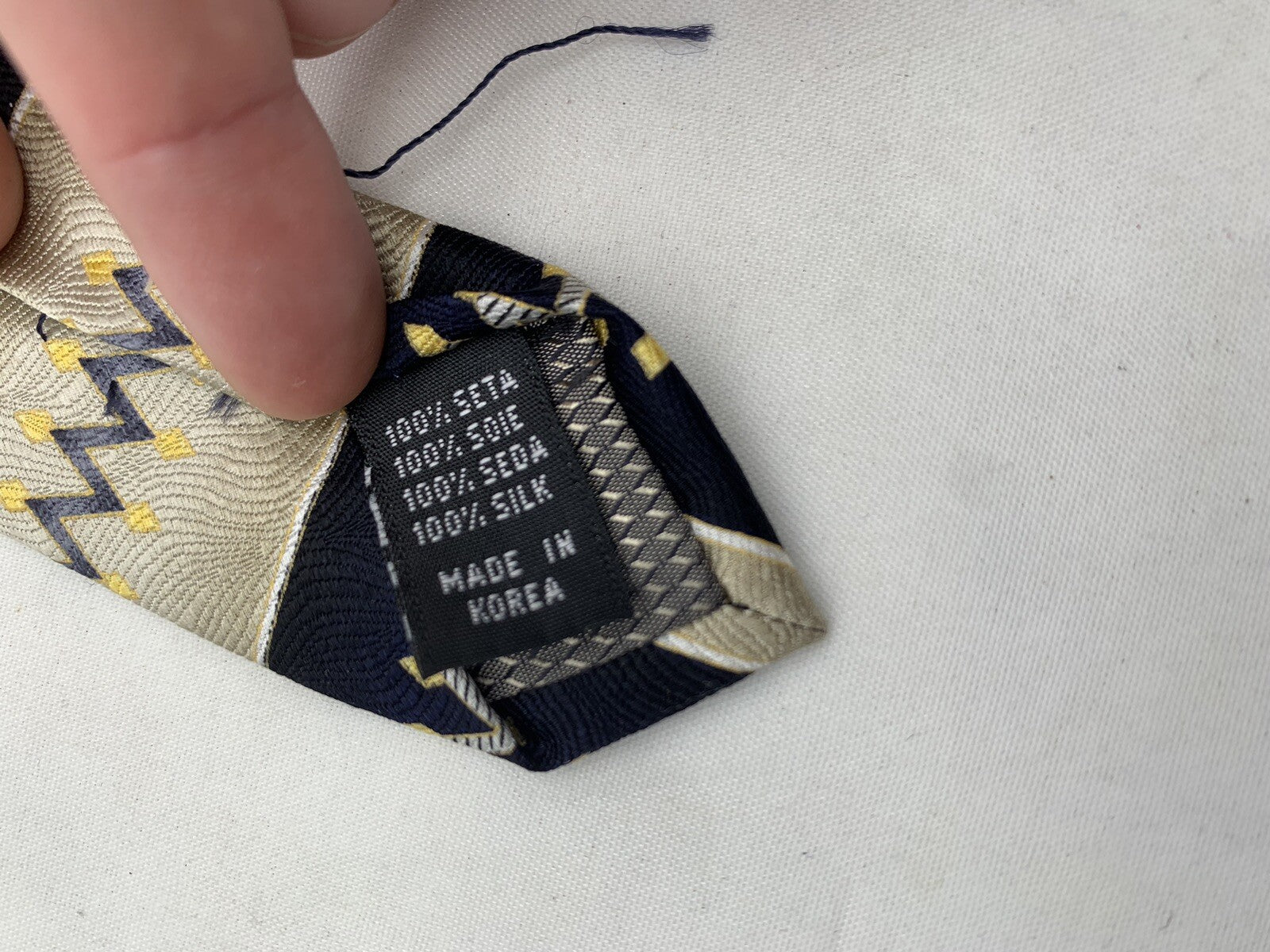 DiMoggio Navy Blue Silver Gold 62” Men’s Geometric Tie