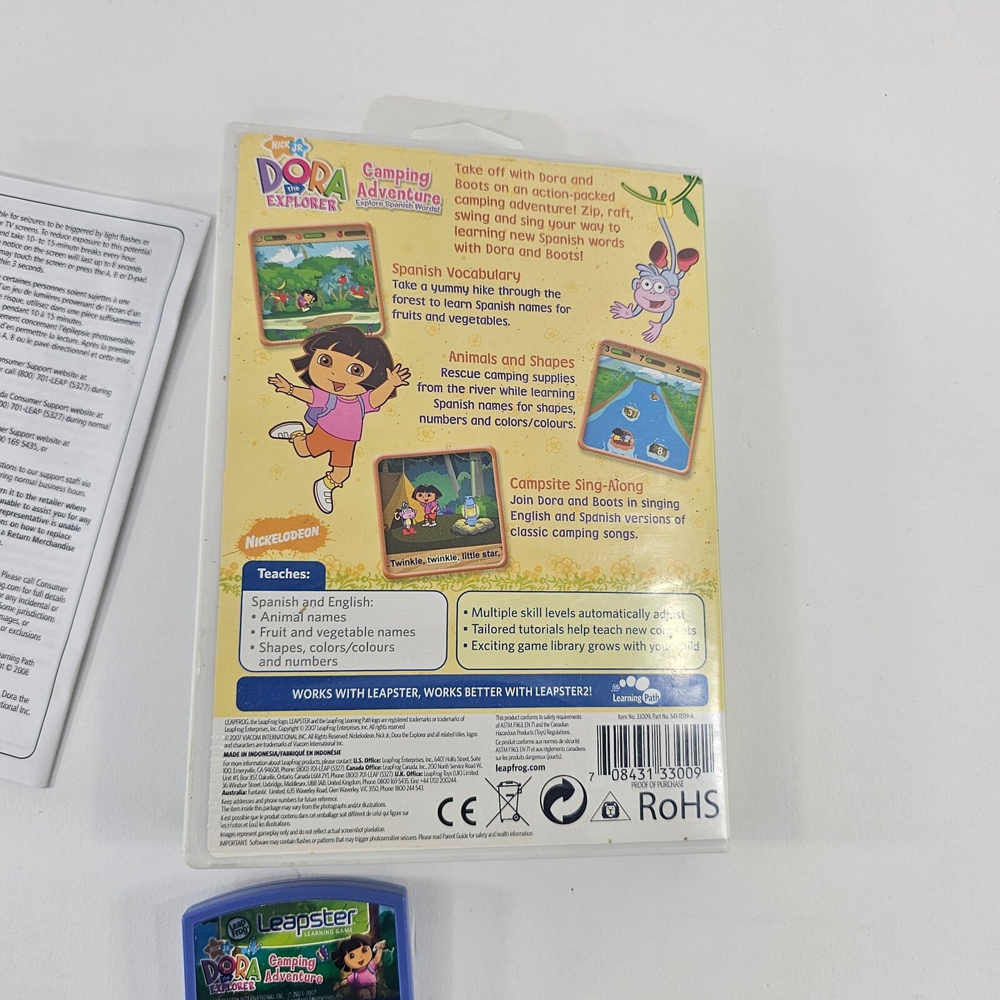 Leap Frog Leapster 2007 Dora the Explorer Camping Adventure - Game Case & Manual