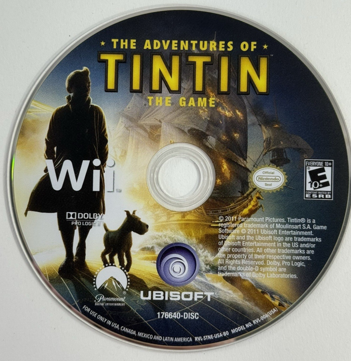 The Adventures of Tintin: The Game (Nintendo Wii, 2011) Game Disc - Tested