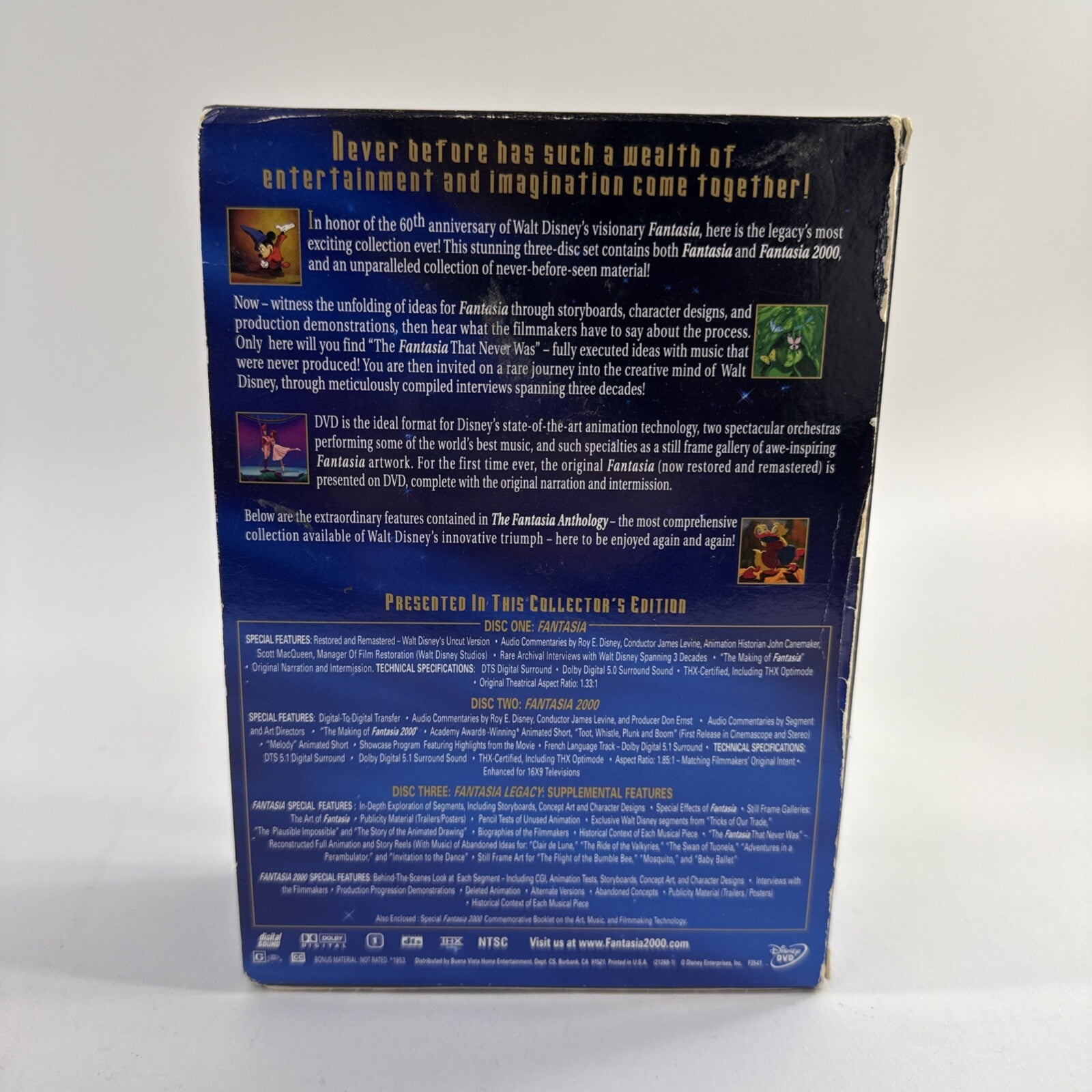 Fantasia Anthology (DVD, 2000, 3-Disc Set) Tested And Working