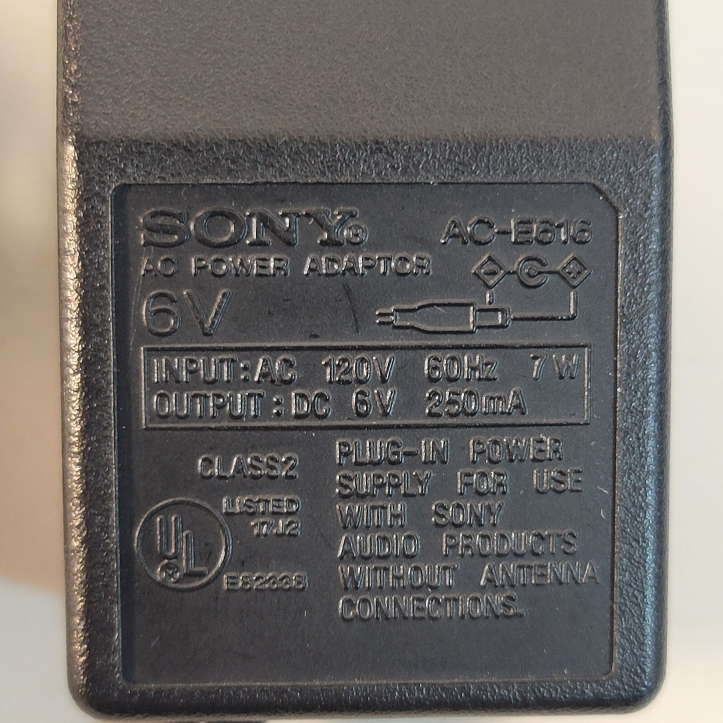 Sony 6V 250mA Model AC-E616 AC Adapter - Tested and Working