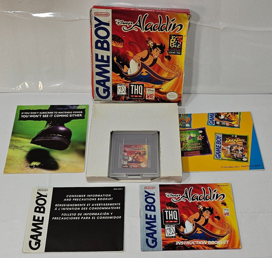 Disney's Aladdin (Nintendo GameBoy, 1994) Game Box Manual Inserts - Tested