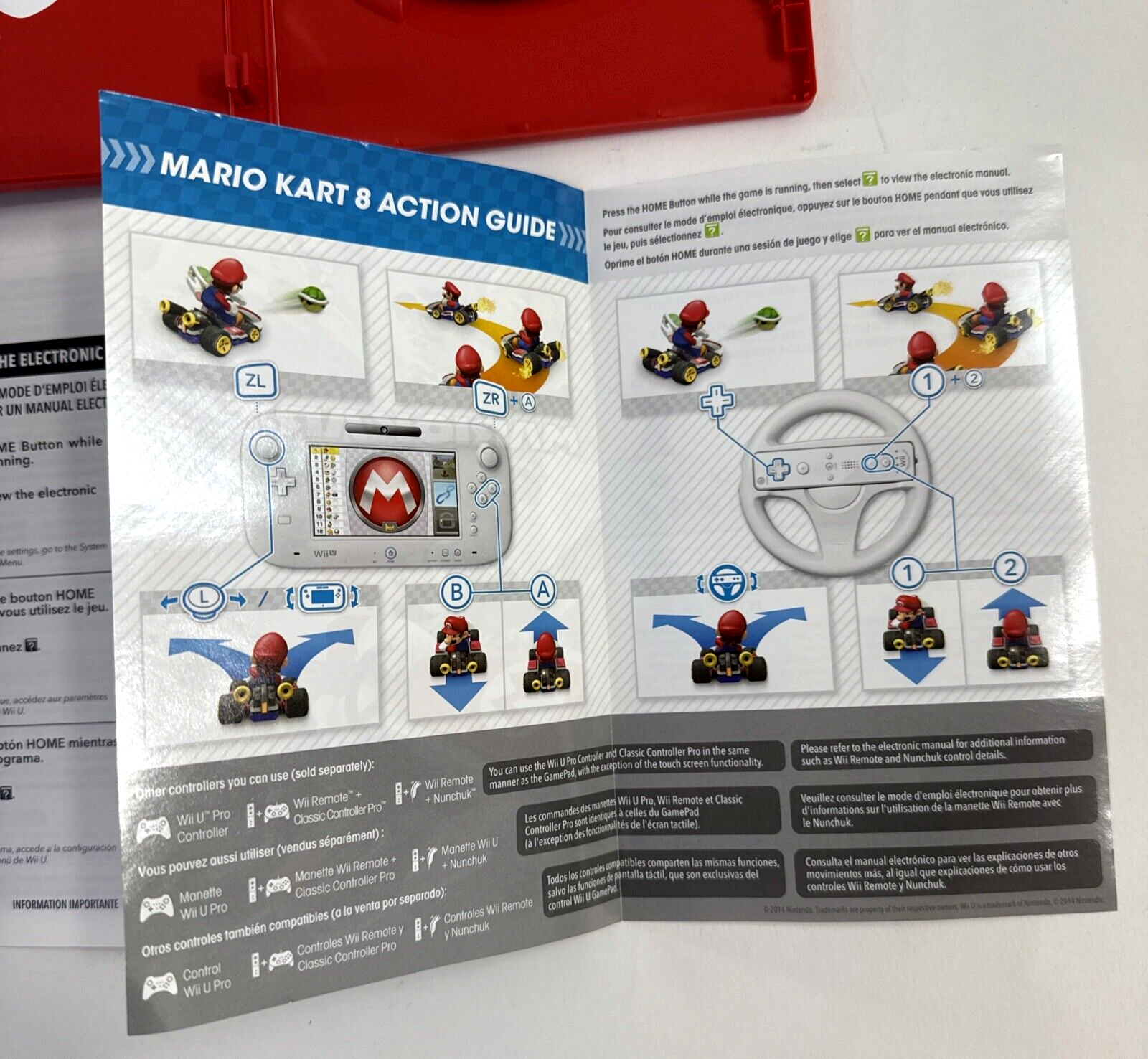 Mario Kart 8 (Nintendo Wii U, 2014) Game Case Manual Insert - Tested and Working