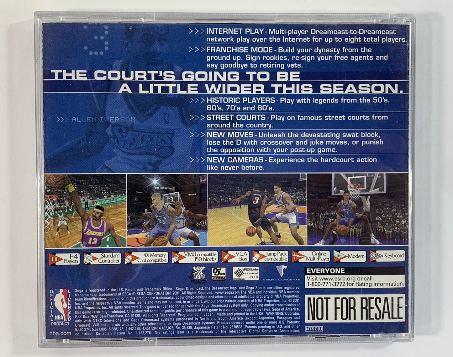 NBA 2K1 (Sega Dreamcast, 2000) Game Case Manual - Tested and Working