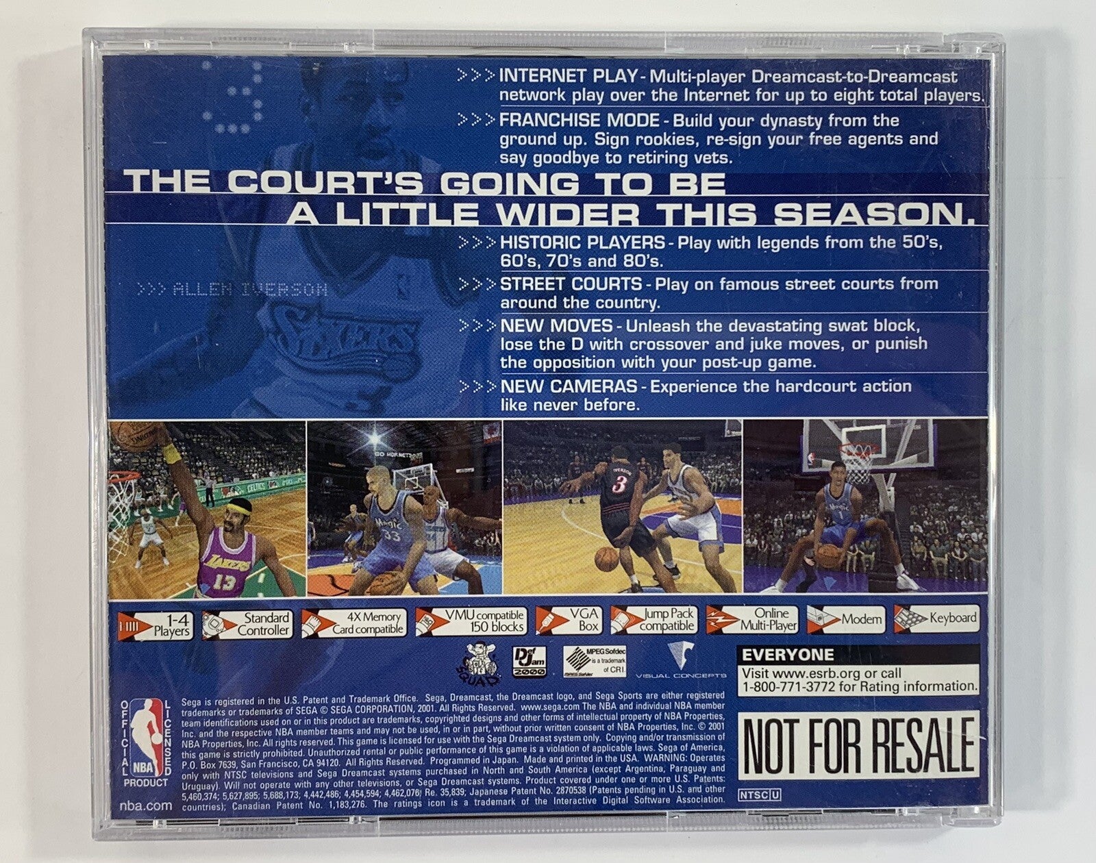 NBA 2K1 (Sega Dreamcast, 2000) Game Case Manual - Tested and Working