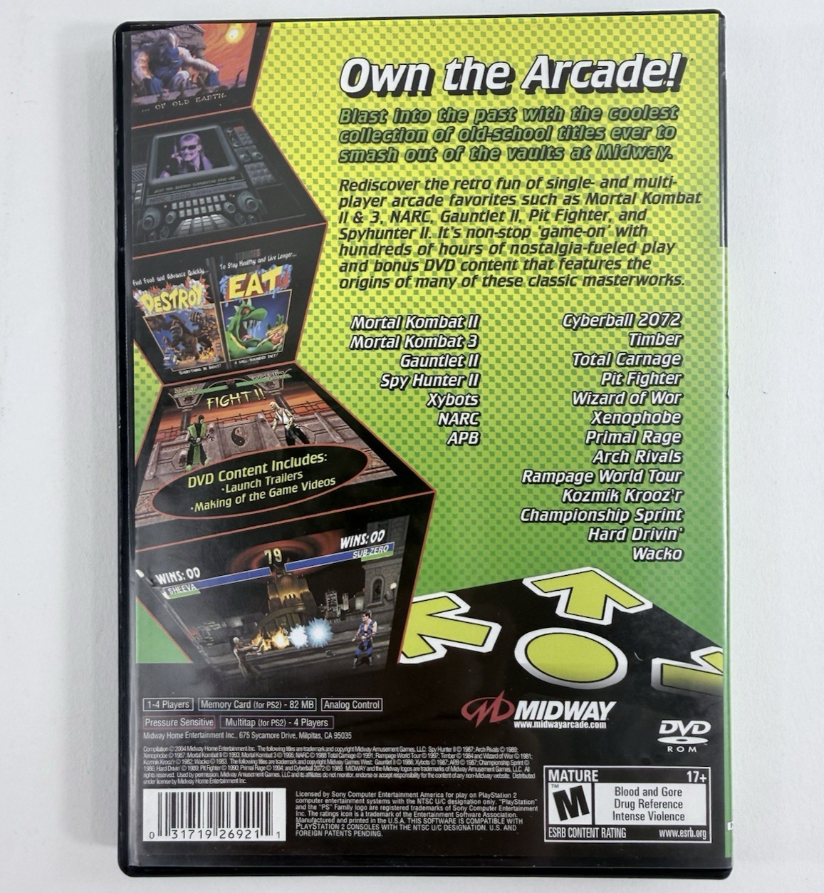 Midway Arcade Treasures 2 (PlayStation 2, 2004) Game Case Manual Registration