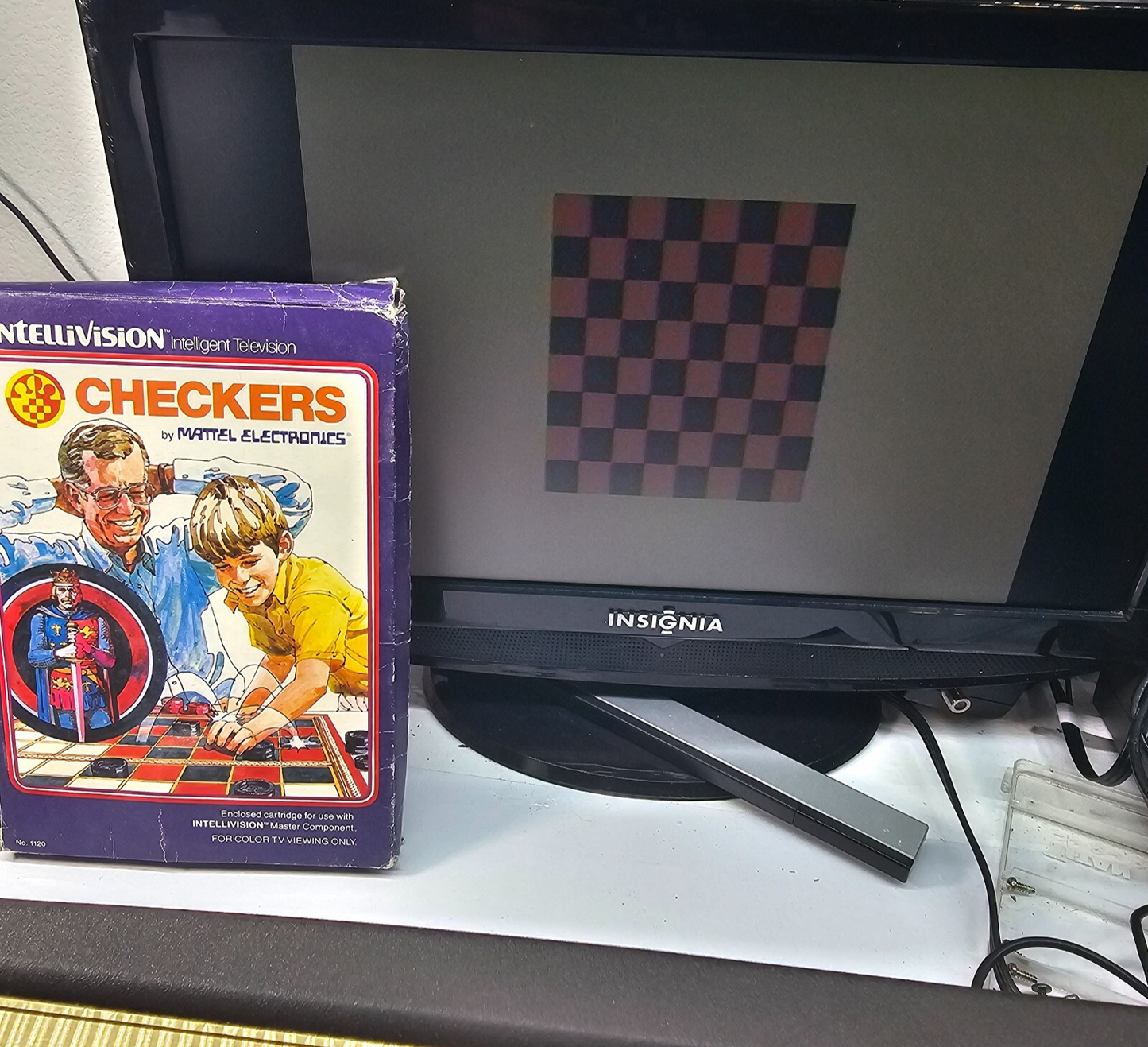 Checkers (Mattel Intellivision, 1979) Game, Box, Manual, and Overlays - Tested