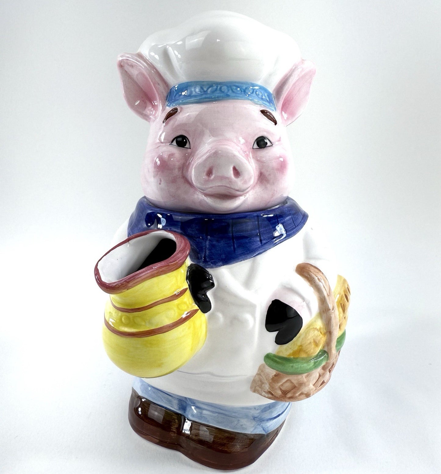 Midwest Of Cannon Falls 1990s Decorative Ceramic Chef Pig Tea Pot HD-102879