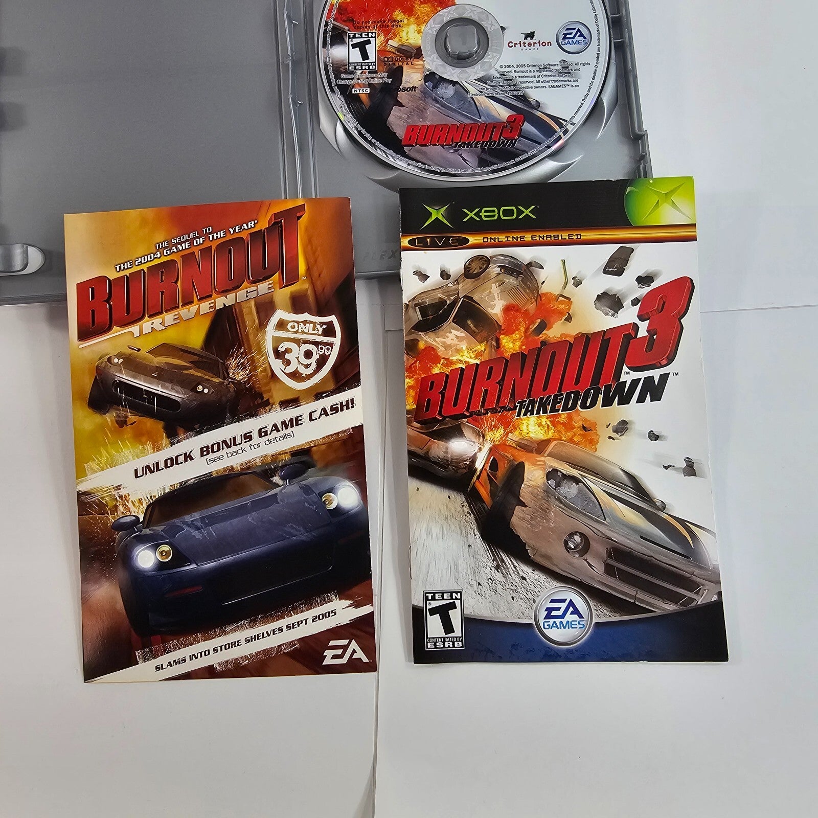 Burnout 3: Takedown (Microsoft Xbox, 2004) Game Case Manual Insert - Tested