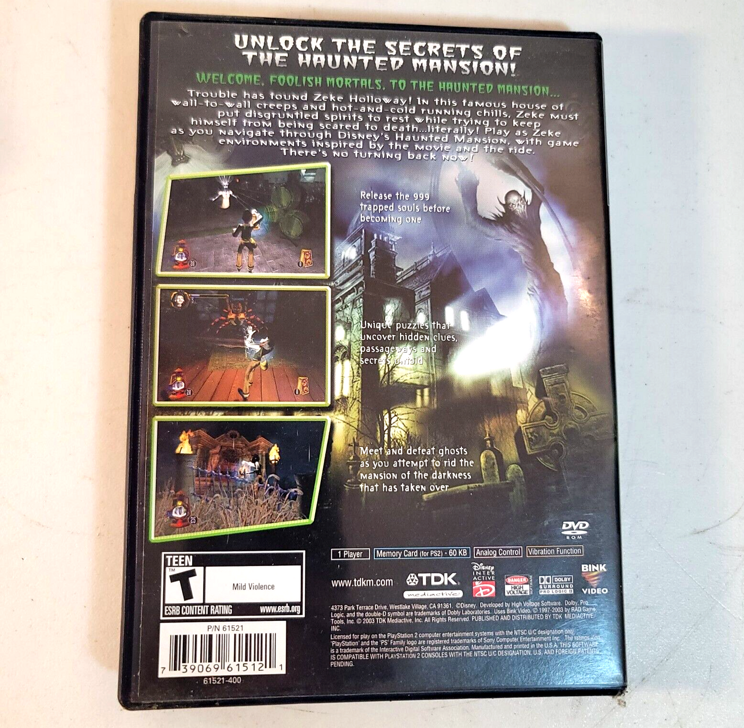 Disney's The Haunted Mansion (Sony PlayStation 2, 2003) Game Case Manual - Works