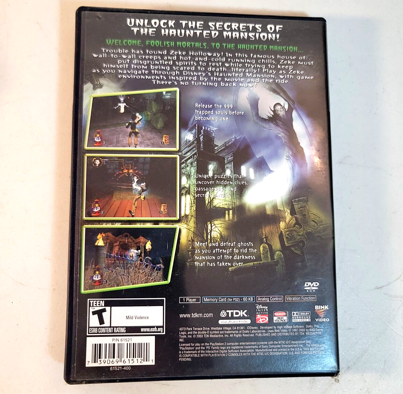Disney's The Haunted Mansion (Sony PlayStation 2, 2003) Game Case Manual - Works