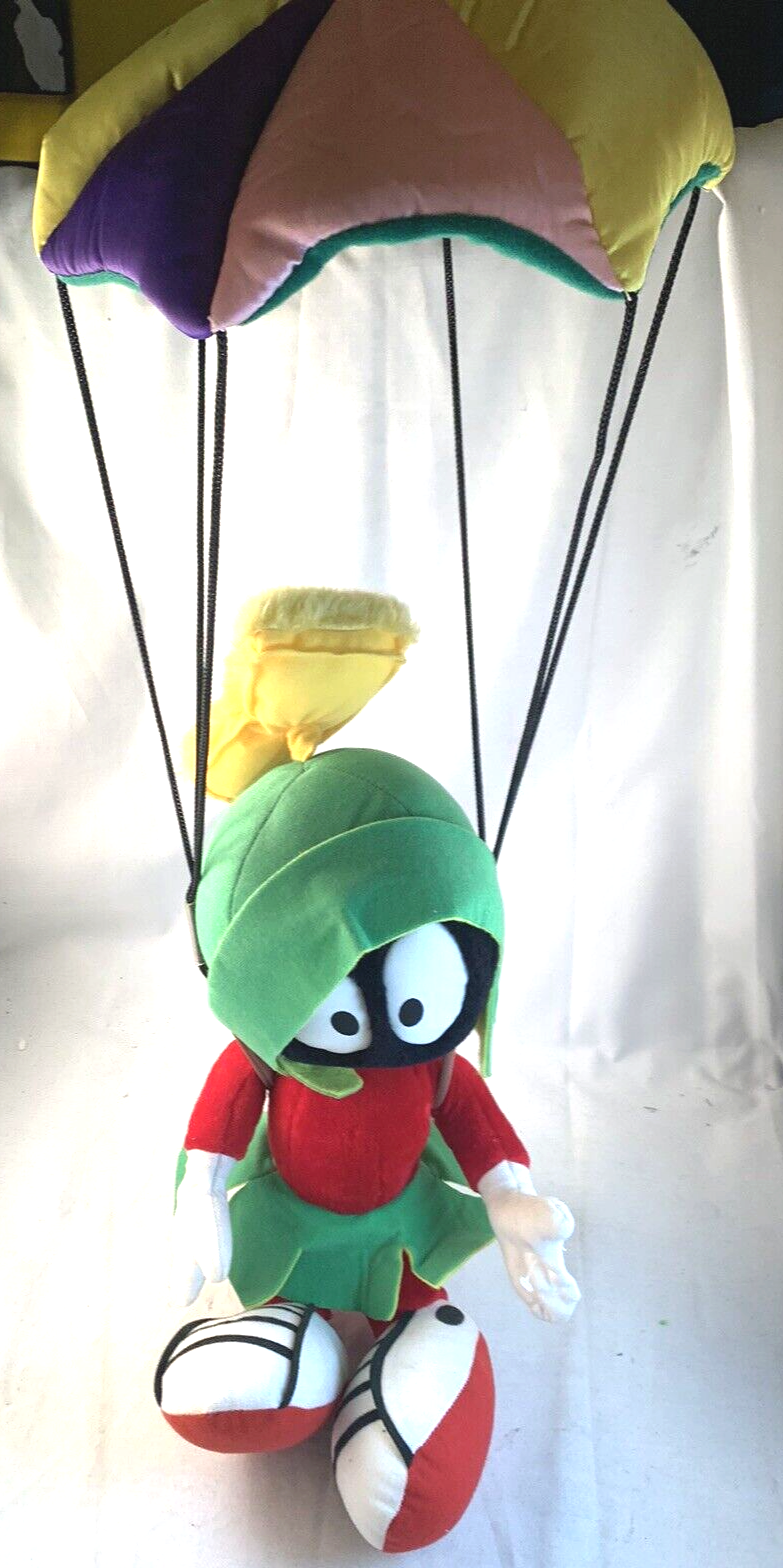 Looney Tunes 2001 Marvin The Martian with Parachute Large Six Flags Plush