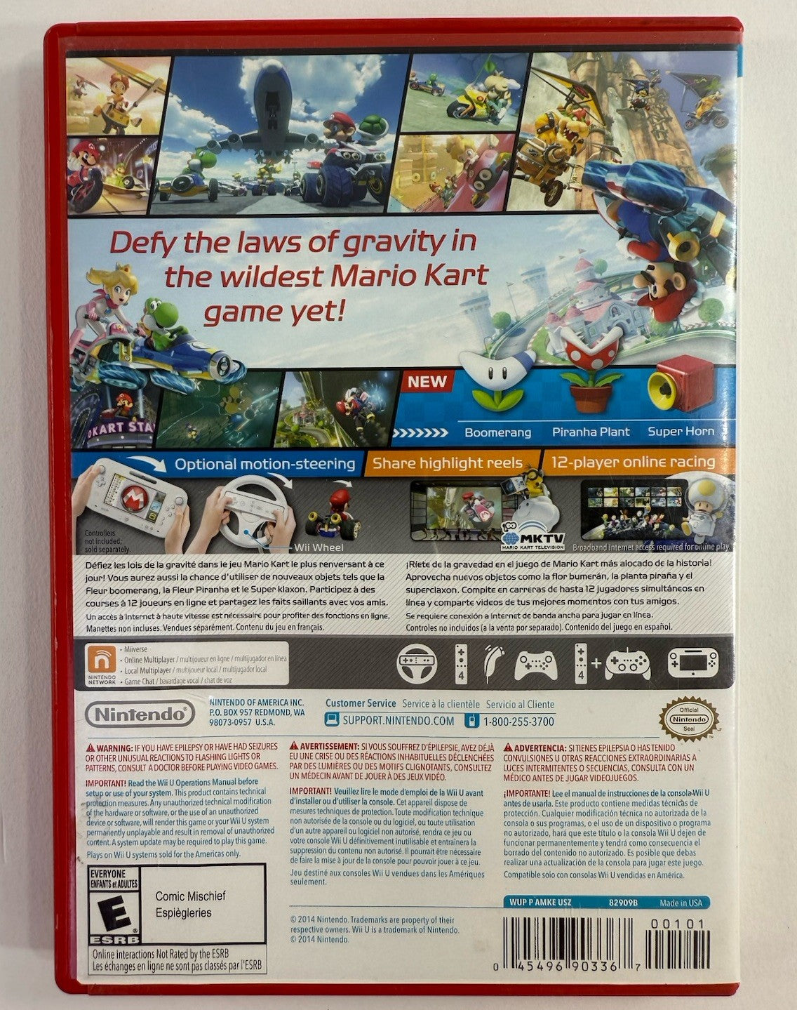 Mario Kart 8 (Nintendo Wii U, 2014) Game Case Manual Insert - Tested and Working