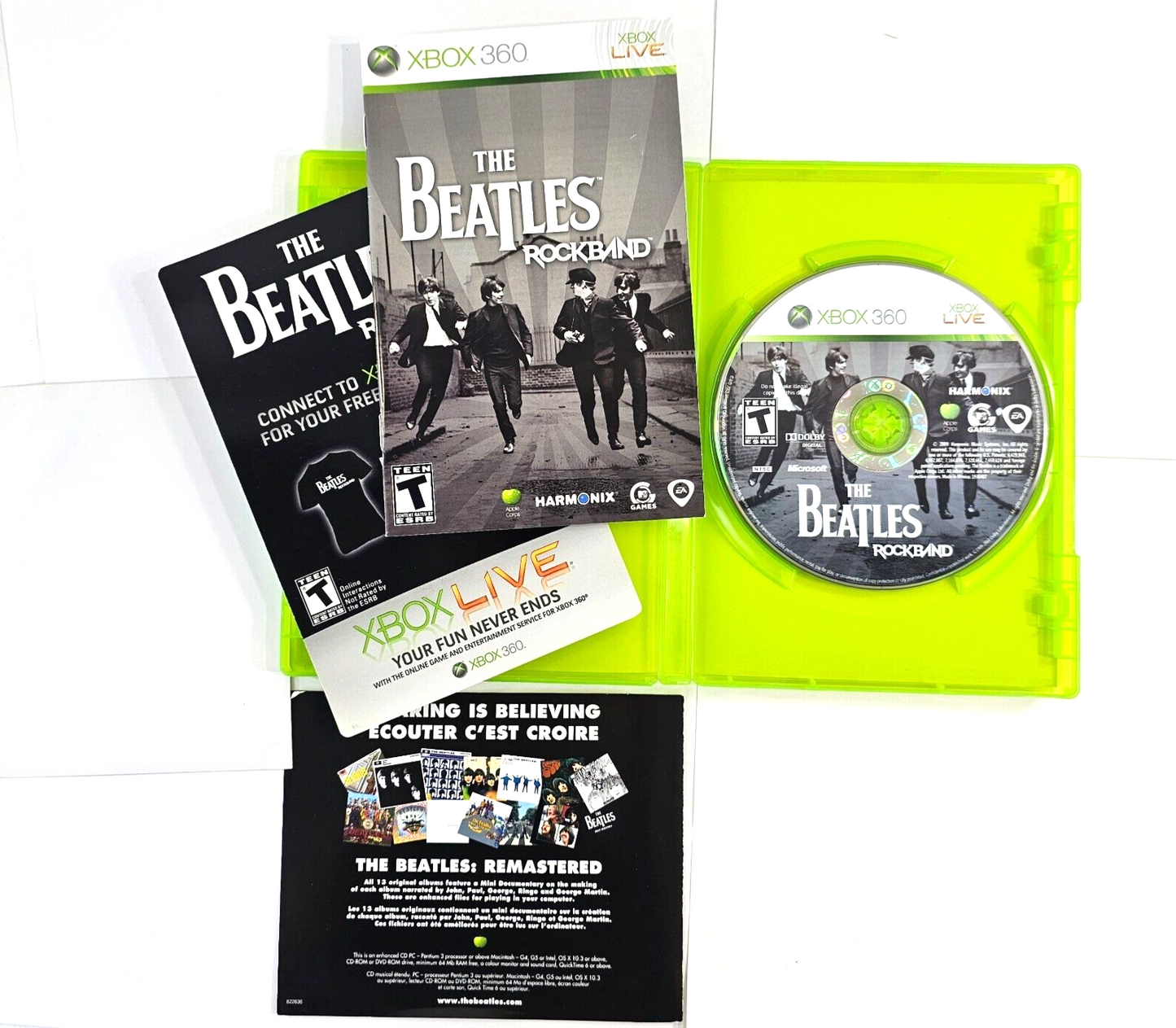 Beatles: Rock Band (Microsoft Xbox 360, 2009) Game Case Manual Insert - Tested