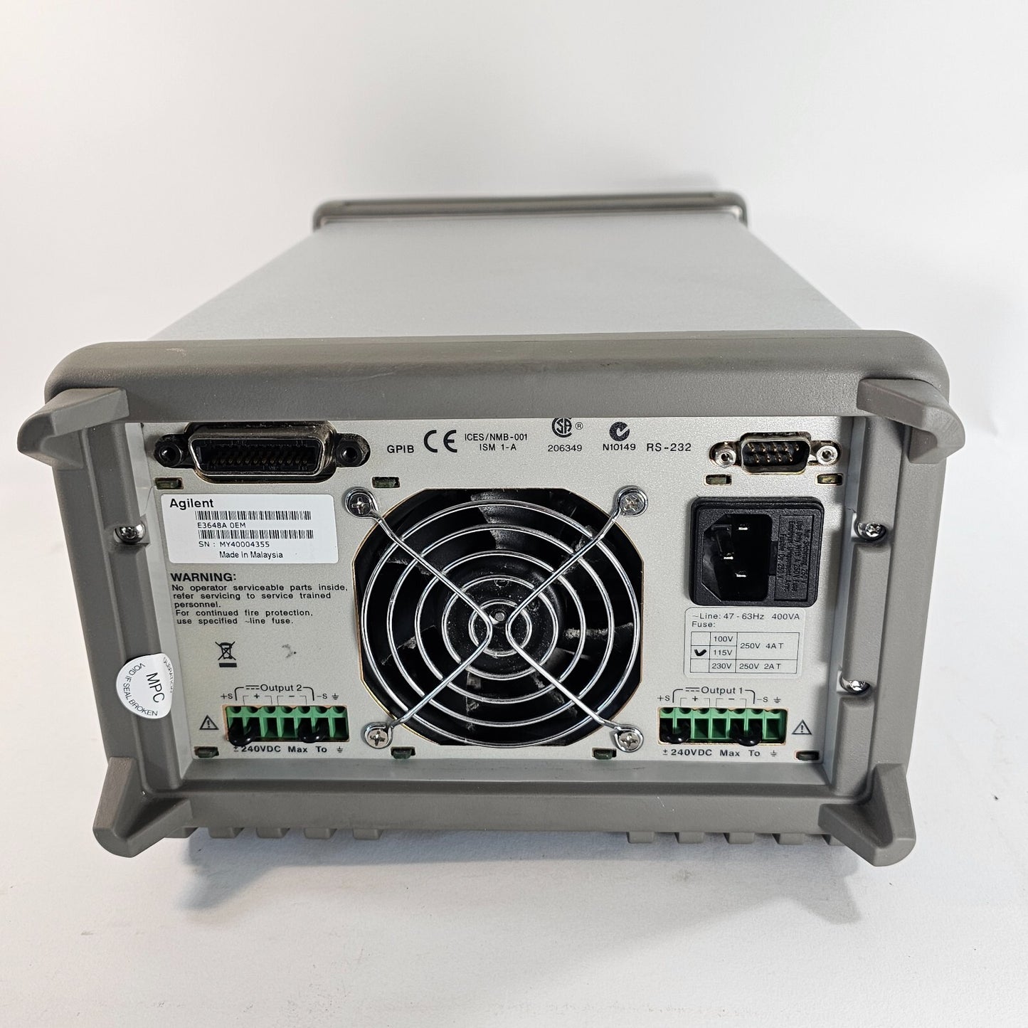 Agilent E3648A Dual Output DC Power Supply 0-8V,5A/0-20V,2.5A - Tested - 4355