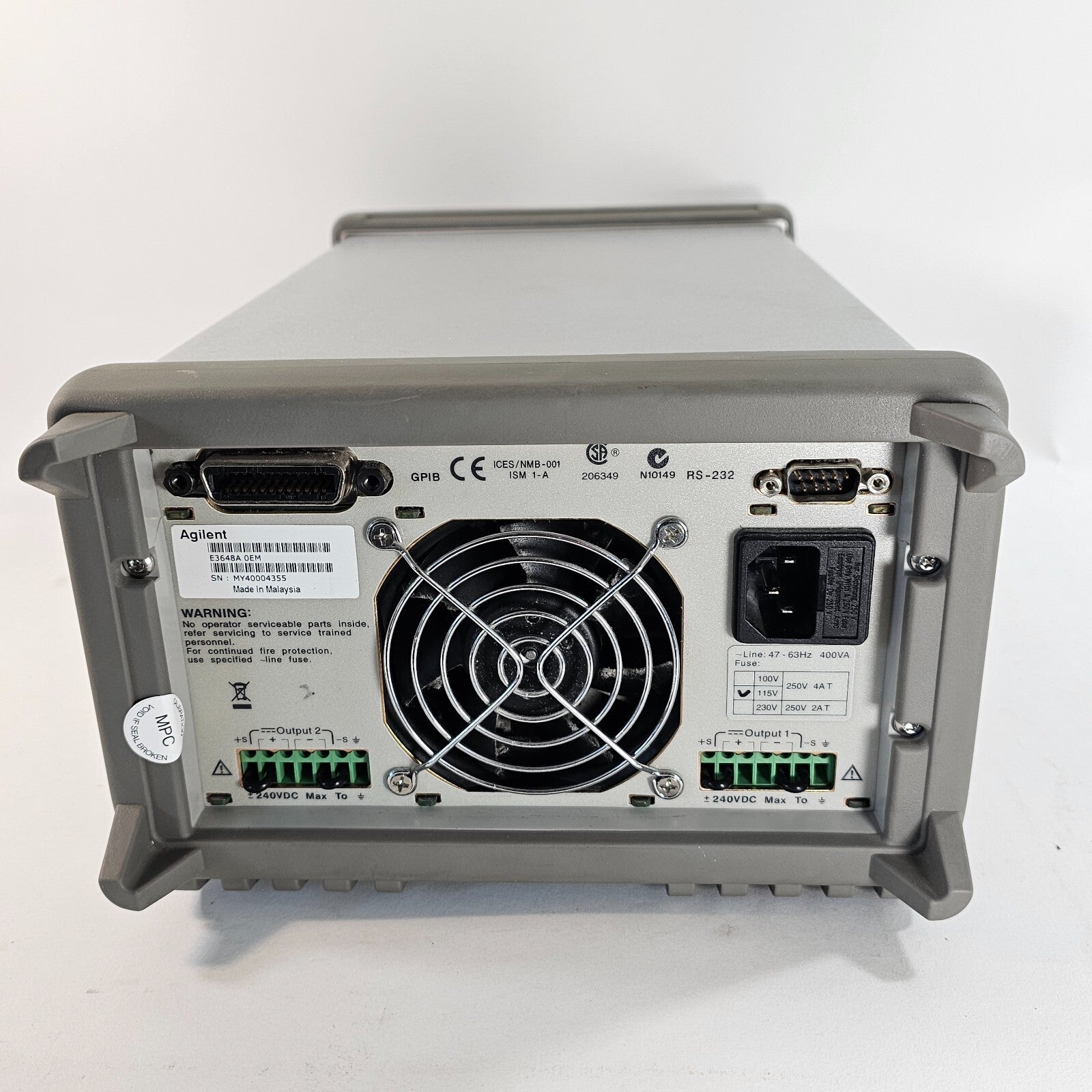 Agilent E3648A Dual Output DC Power Supply 0-8V,5A/0-20V,2.5A - Tested - 4355