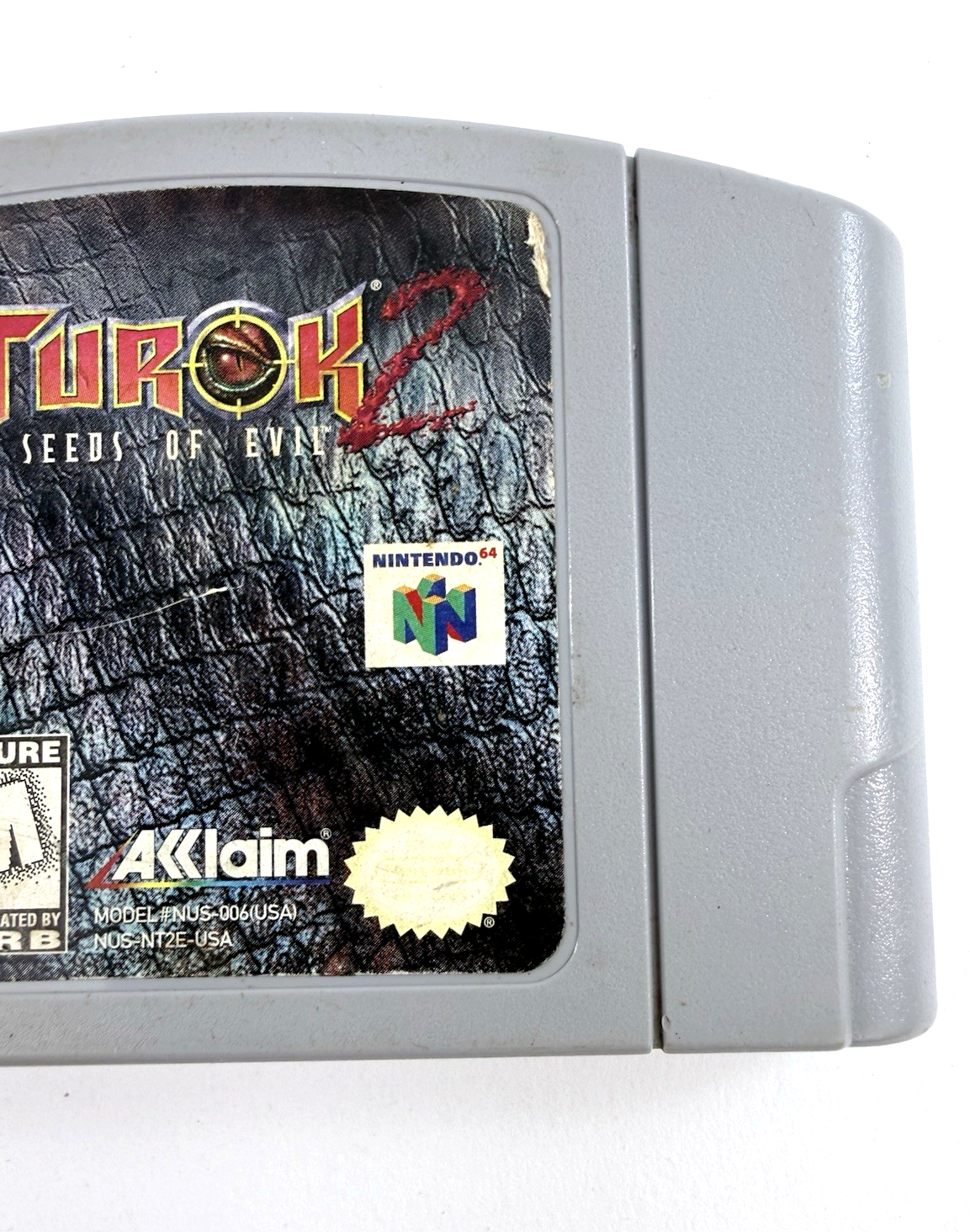 Turok 2: Seeds of Evil (Nintendo 64, 1998) Gray Cartridge - Tested and Working