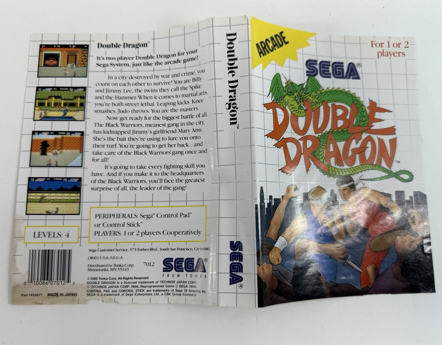 Double Dragon (Sega Master System, 1988) Game Case Manual - Tested and Working