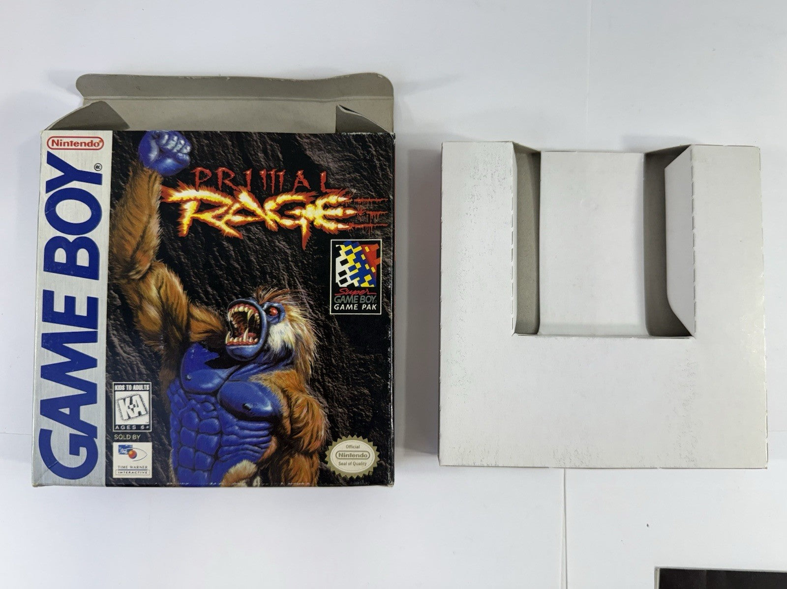Primal Rage (Nintendo GameBoy, 1995) Game Box Manual Inserts - Tested & Working