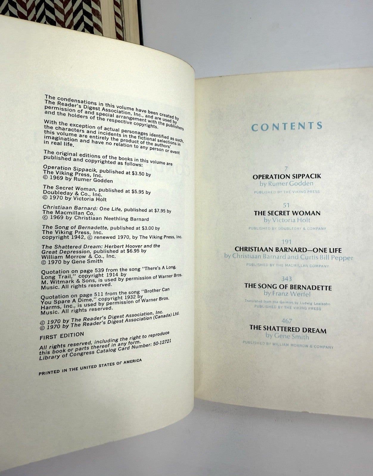 Readers Digest Condensed Books (First Edition Hardcover, 1970) Volume 1-4