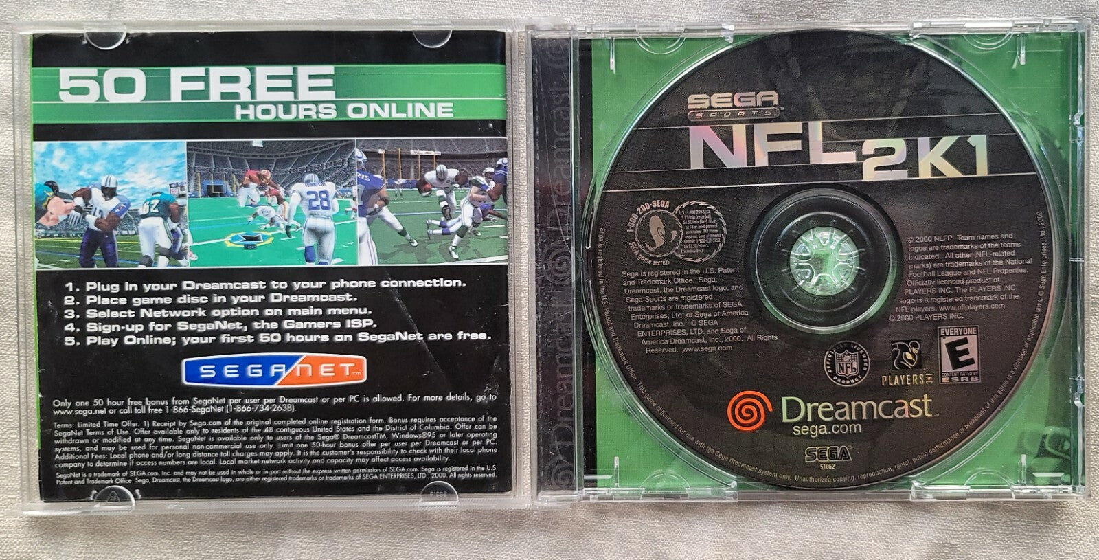 NFL 2K1 (Sega Dreamcast, 2000) Game Case Manual - Tested