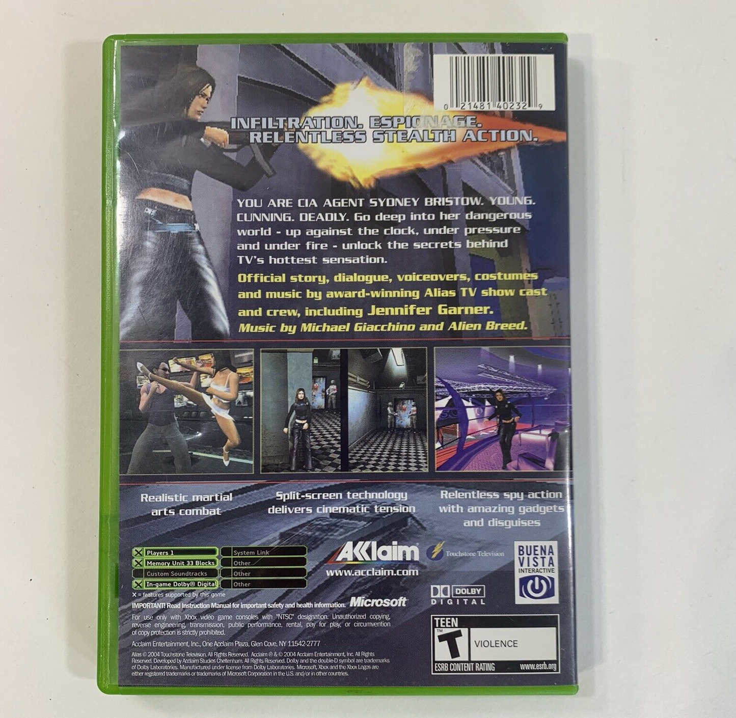 Alias (Microsoft Xbox, 2004) Game Case Manual - Tested and Working