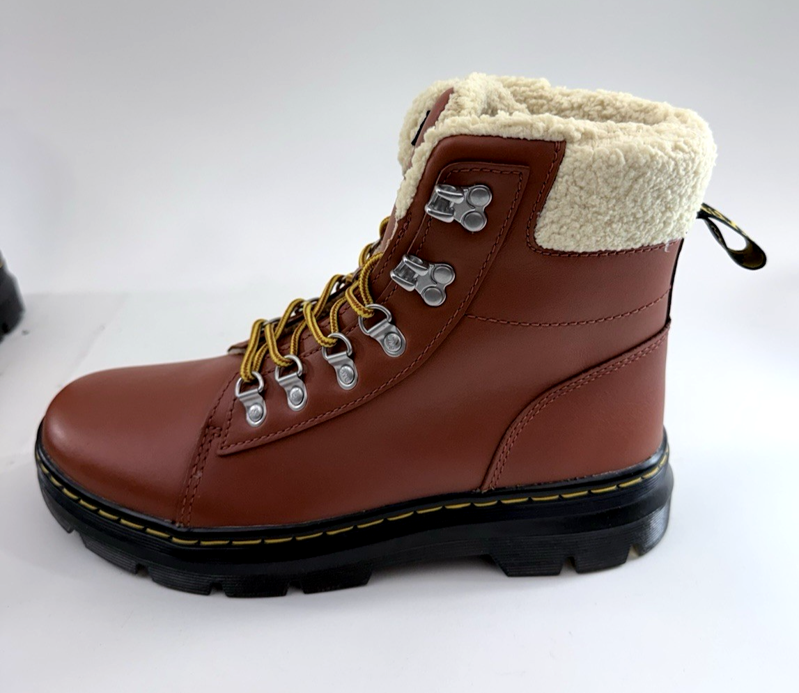 Doc Martens Combs W Leather Faux Fur-Lined Womens 9 Tan Air Wair WarmWair Boots