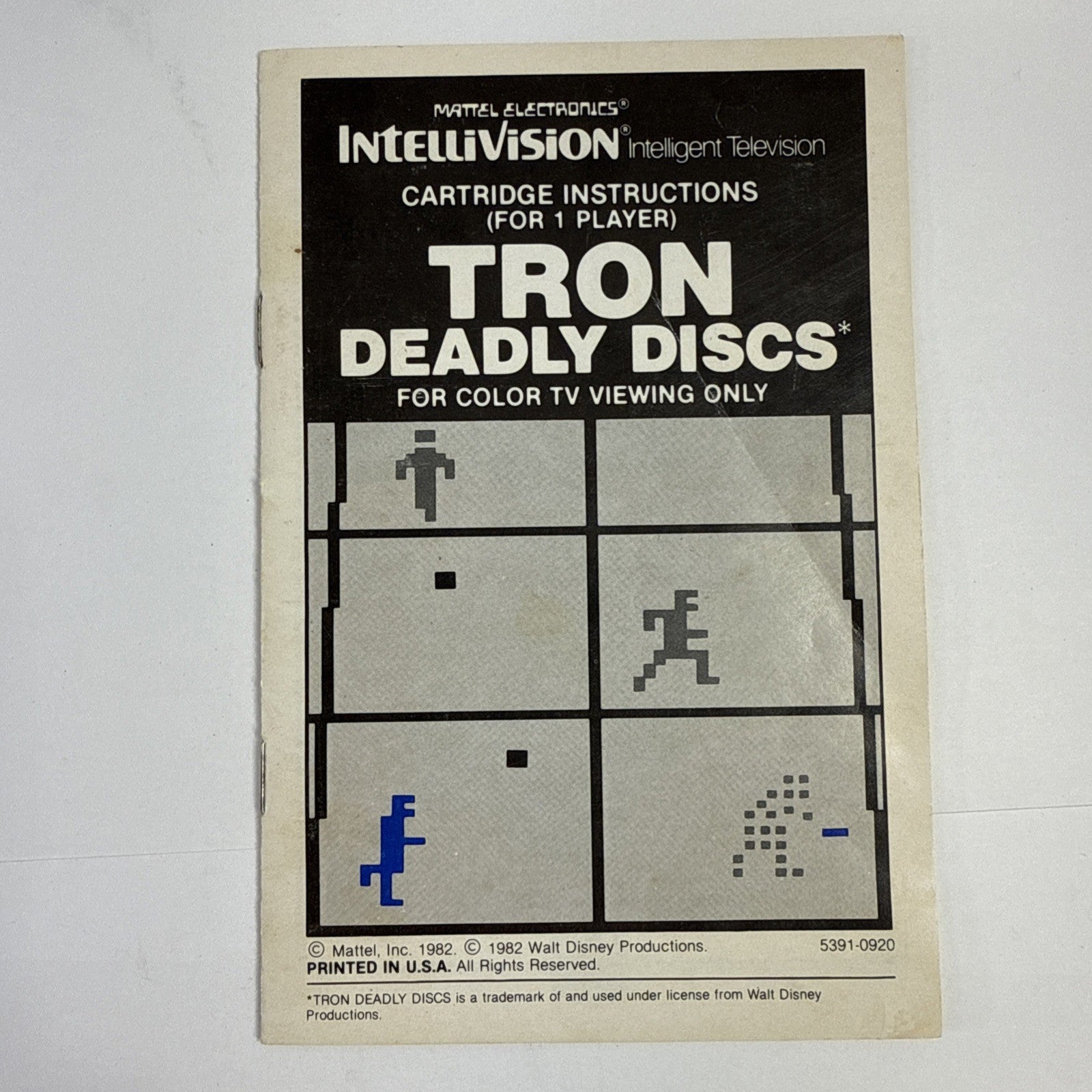 Tron Deadly Discs (Intellivision, 1982) Game Box Manual Overlay - Tested