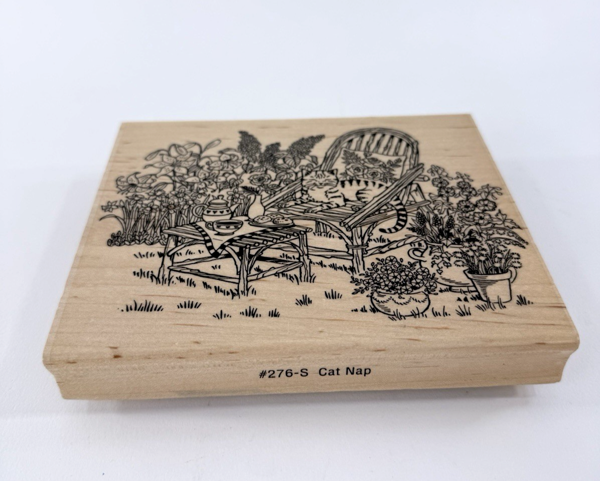 Embossing Arts Co. 1996 276-S Cat Nap Wood Mounted Large Rubber Stamp