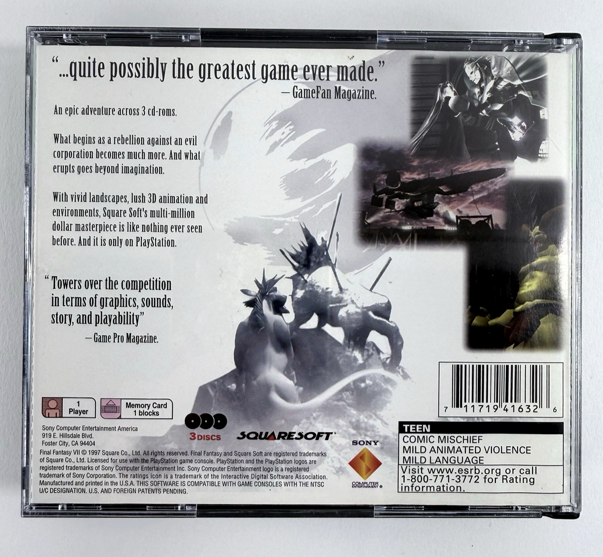 Final Fantasy VII (PlayStation 1, 1997) GH Game Discs and Case - Tested