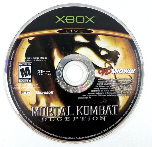 Mortal Kombat: Deception (Microsoft Xbox, 2004) Game Disc - Tested