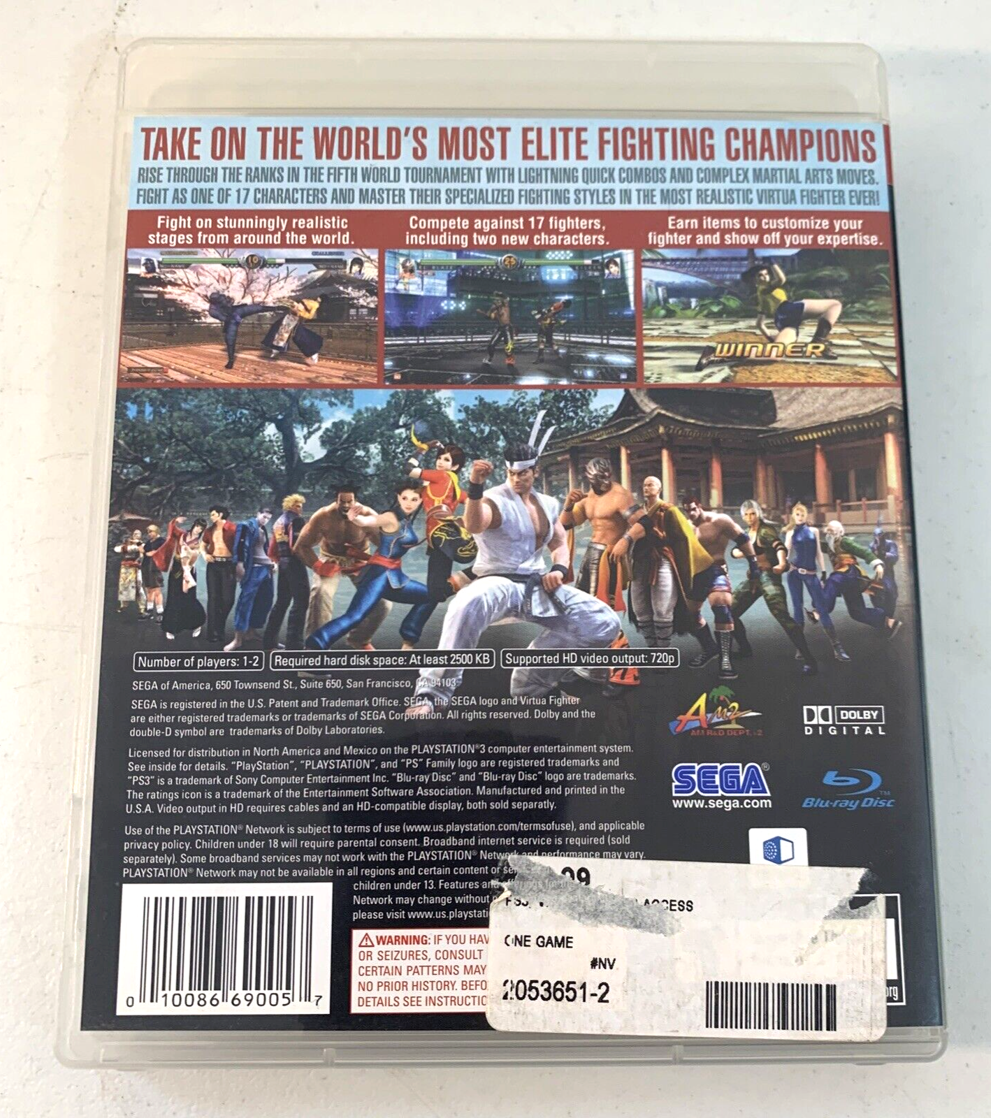 Virtua Fighter 5 (Sony PlayStation 3, 2007) Game Case Manual - Tested