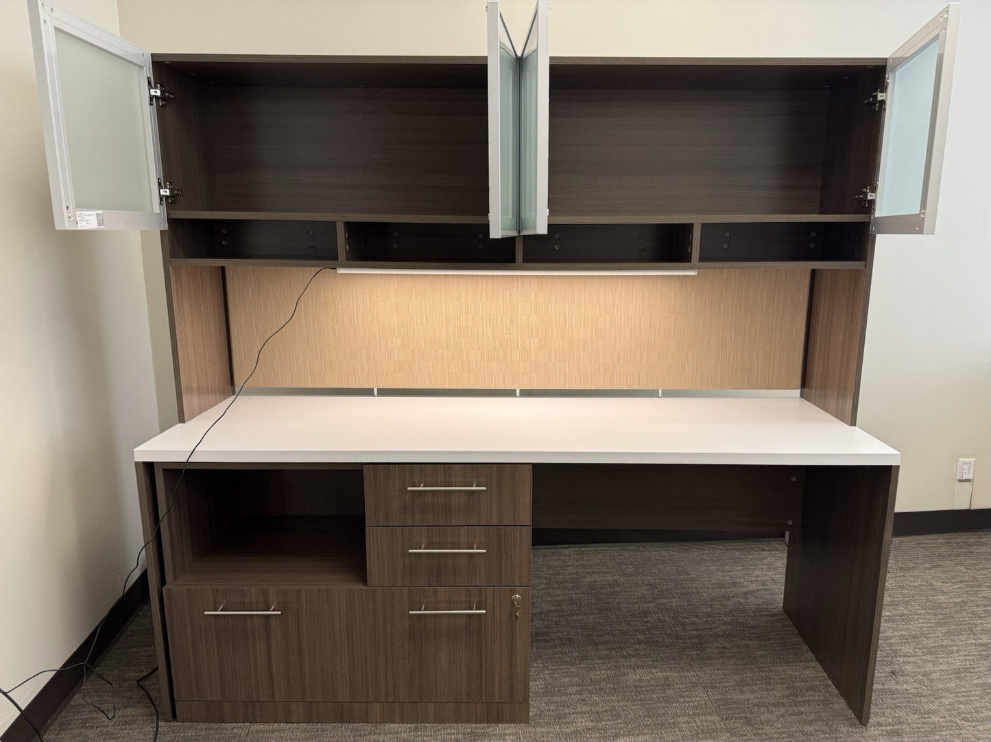 Modern 72” Executive Credenza Desk With Hutch - Local Pickup Only