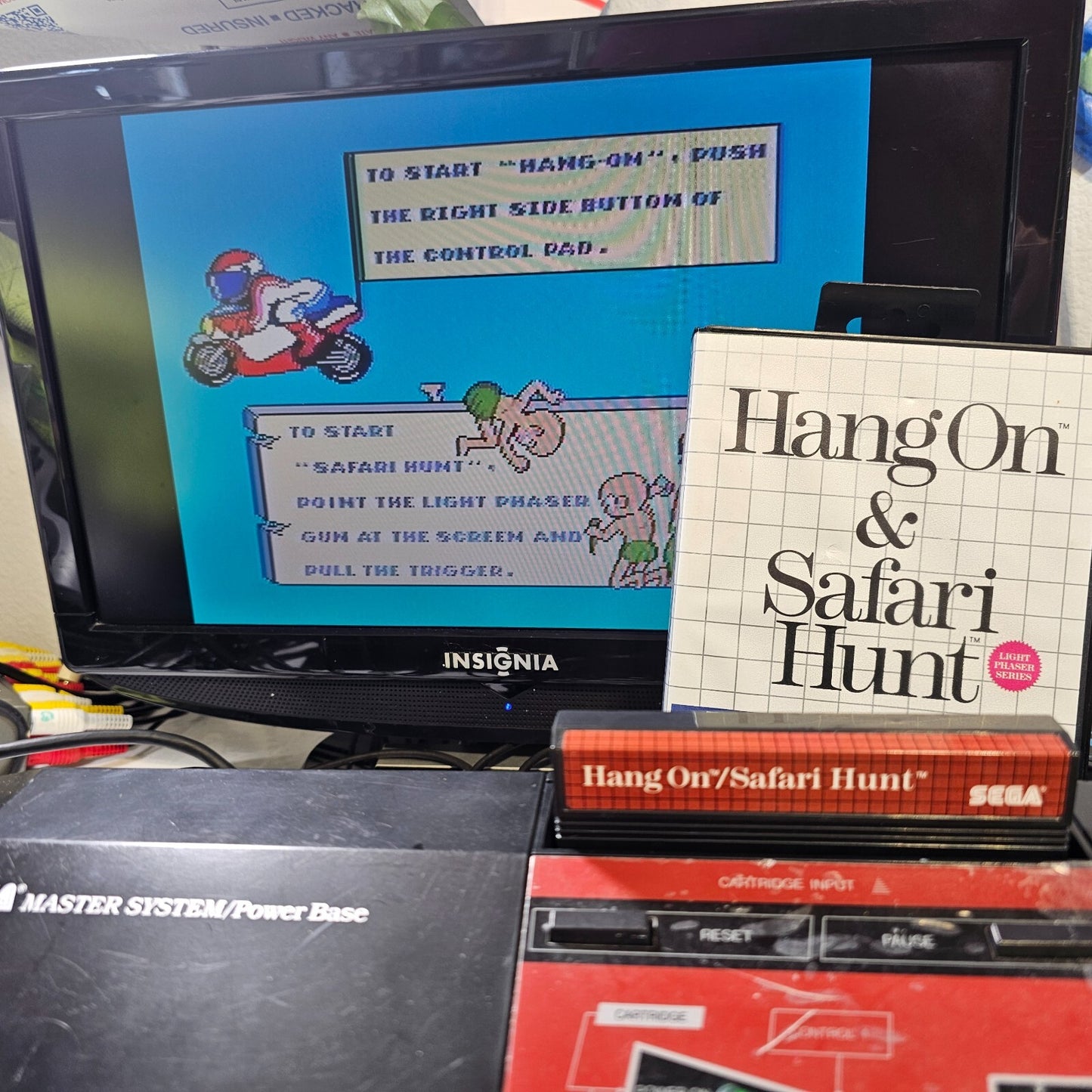 Hang On & Safari Hunt (Sega Master System, 1986) Game Case Manual - Tested