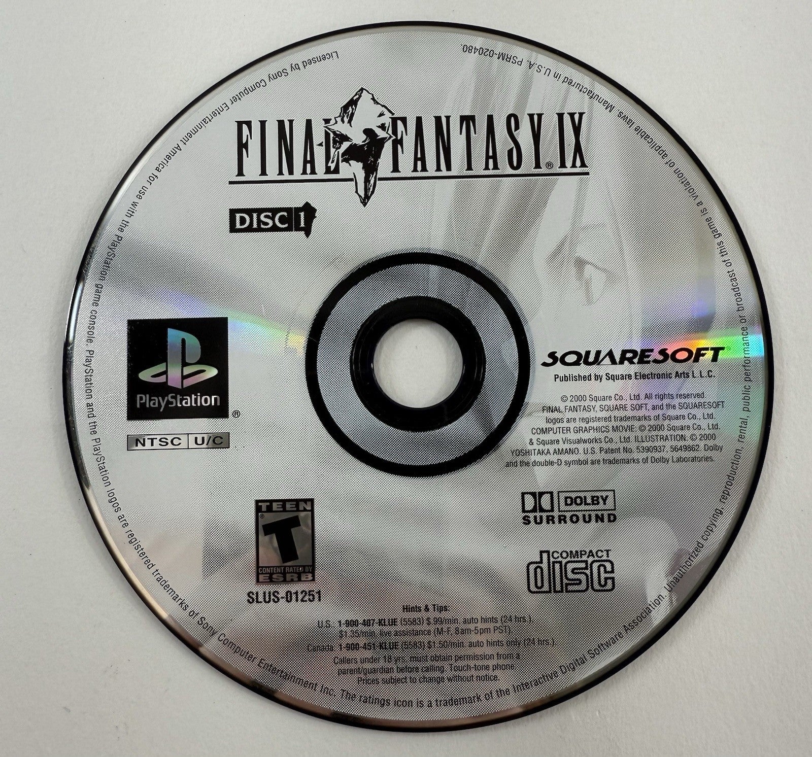 Final Fantasy IX (PlayStation 1, 2000) Game Discs Only - Tested and Working