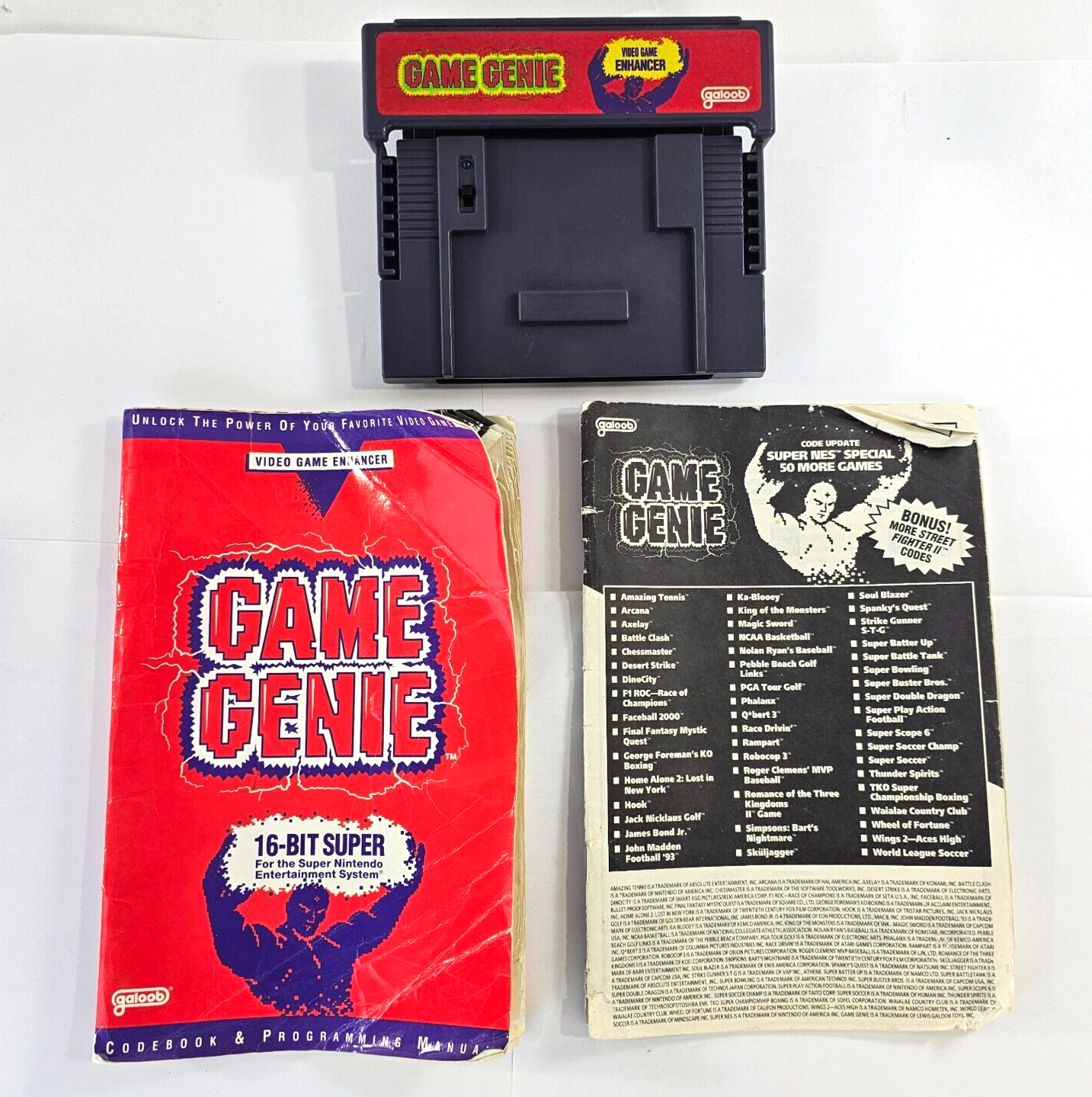 Galoob Game Genie Video Game Enhancer (Super Nintendo, 1992) with Code Books