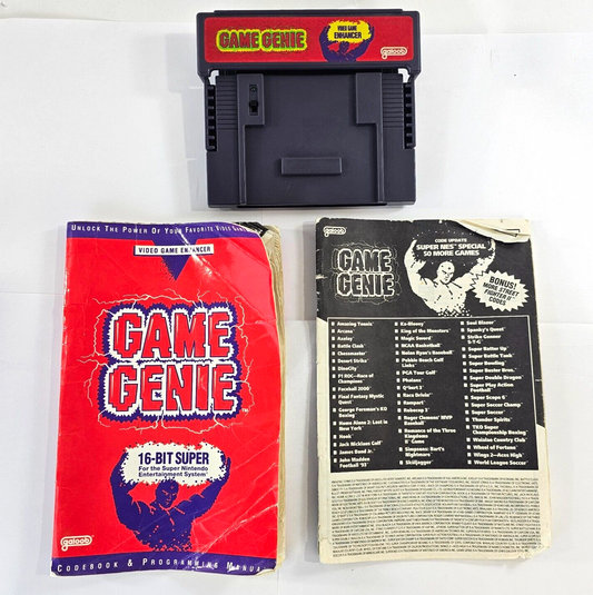 Galoob Game Genie Video Game Enhancer (Super Nintendo, 1992) with Code Books