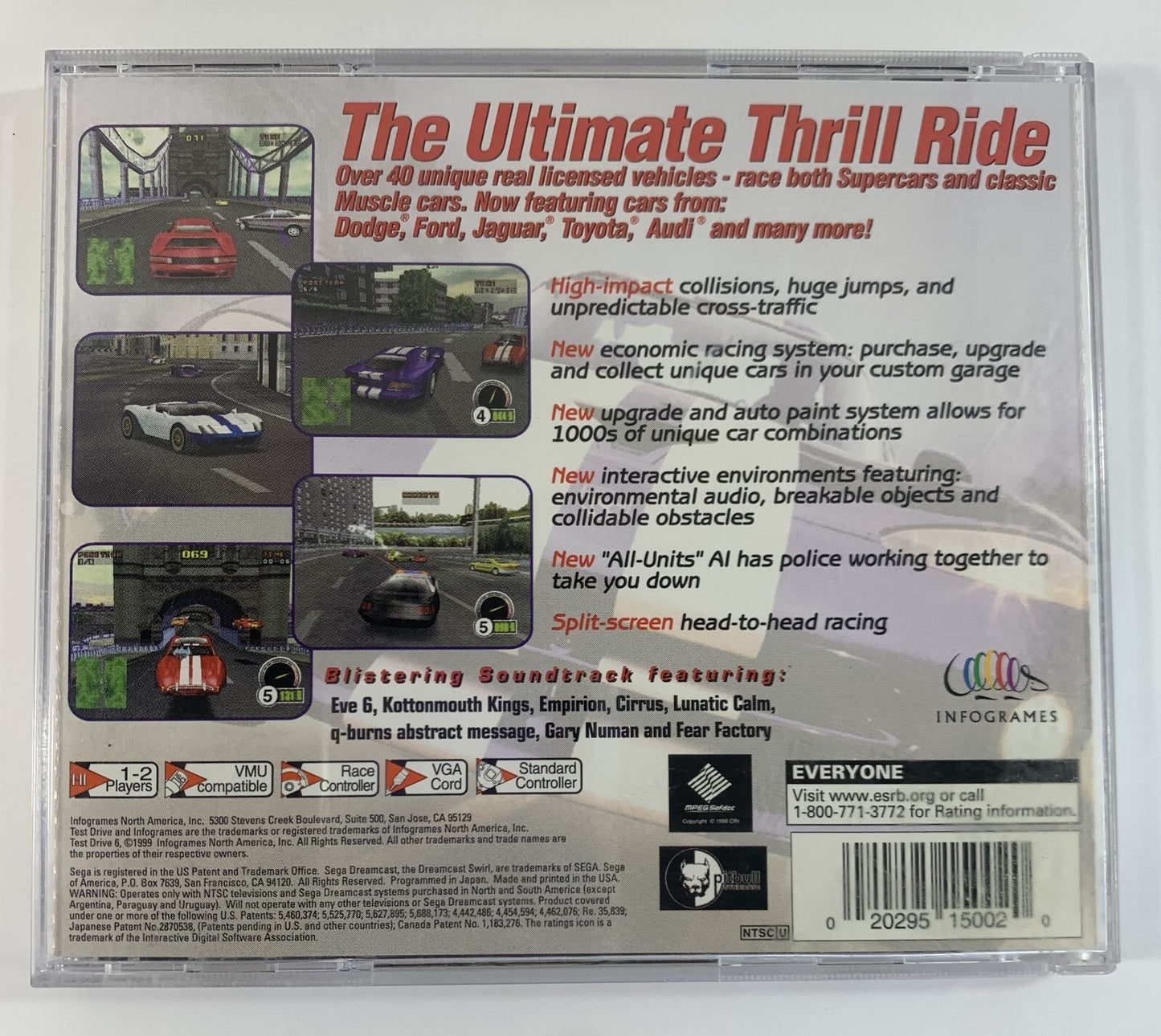Test Drive 6 (Sega Dreamcast, 1999) Game Case Manual Registration - Tested
