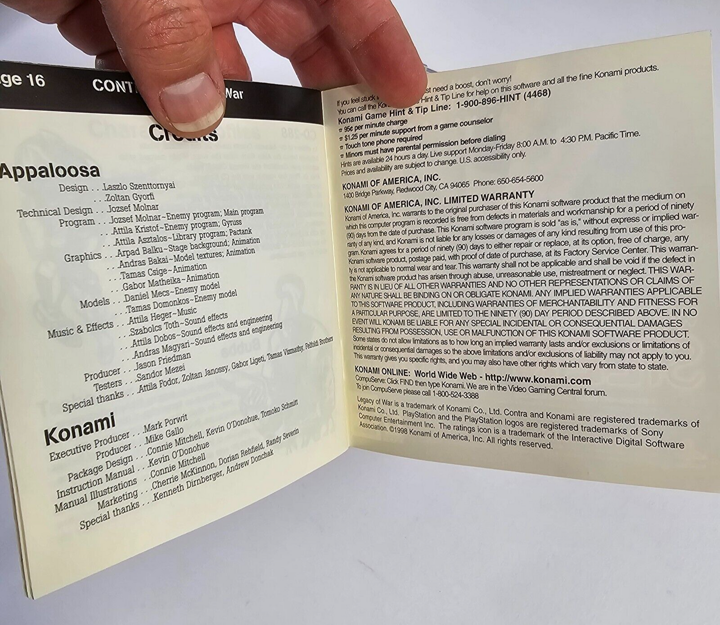 Contra: Legacy of War (PlayStation, 1998) Game Case & Manual - No Game Disc