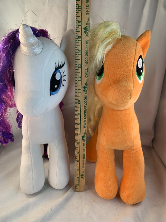 Ty Sparkle My Little Pony Applejack & Rarity Plush Pony Unicorn 15"