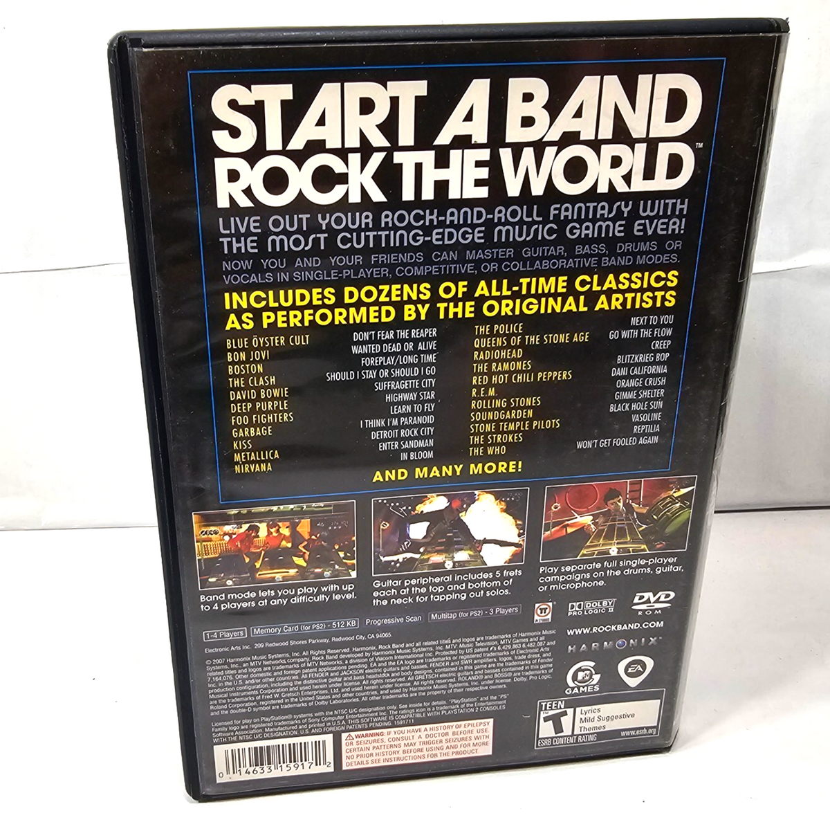 Rock Band (PlayStation 2, 2007) Game, Case, Manual - Tested and Working