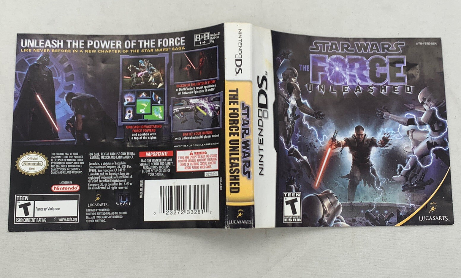 Star Wars: The Force Unleashed (Nintendo DS, 2008) Case Manual Insert - No Game