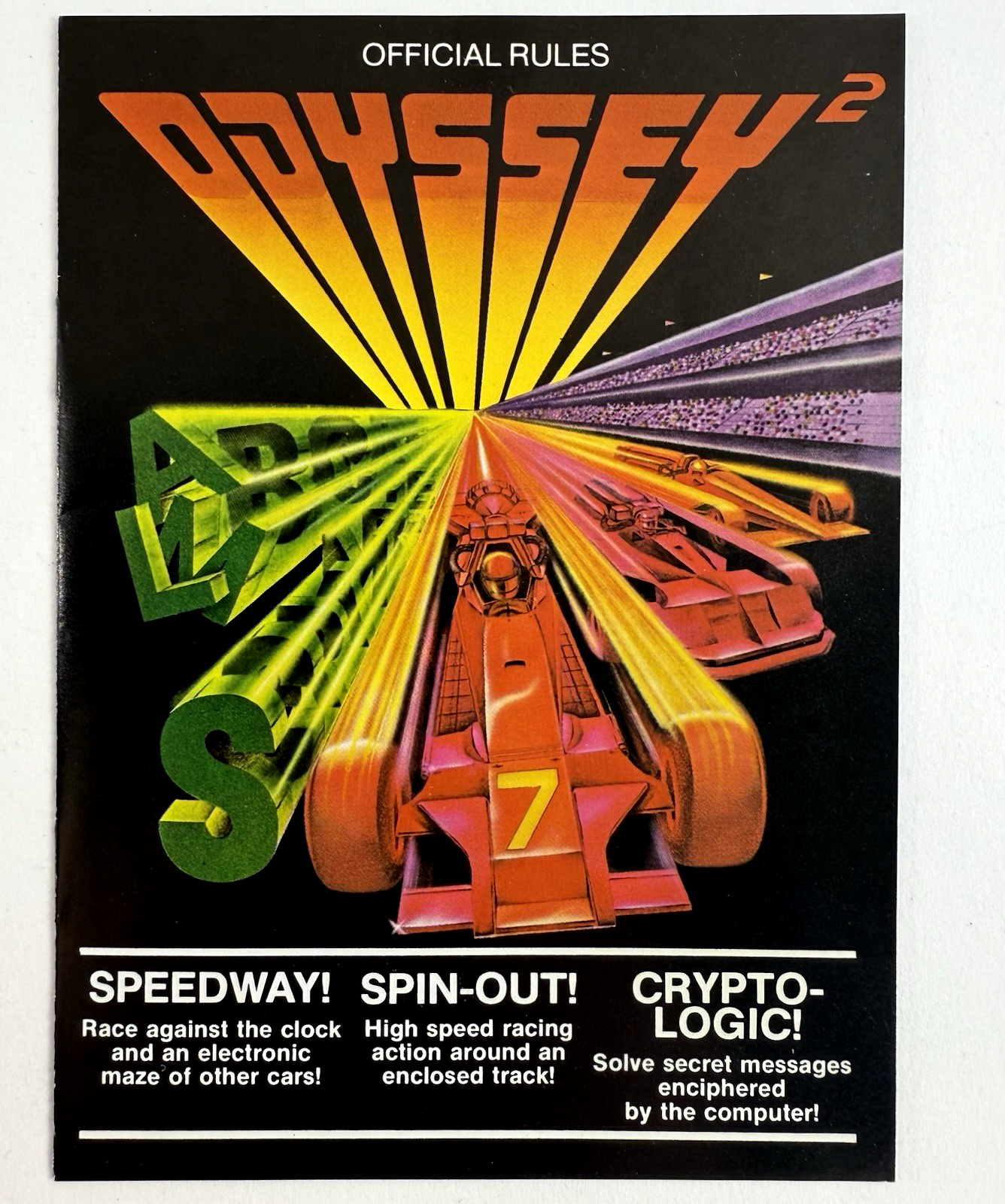 Speedway! Spin-out! Crypto-logic! (Magnavox Odyssey 2, 1978) Game Box Manual